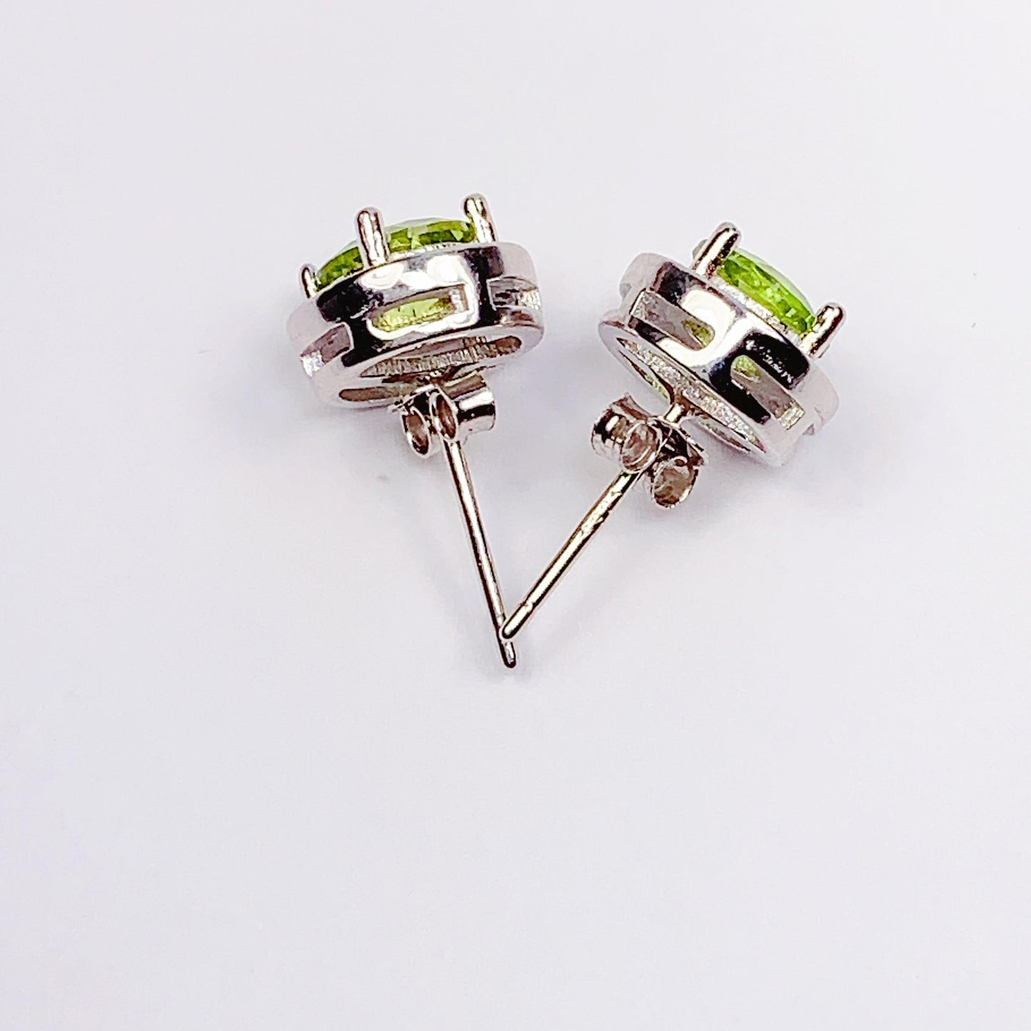 Green Peridot Earrings: 18k Gold Plated Sterling Silver Studs