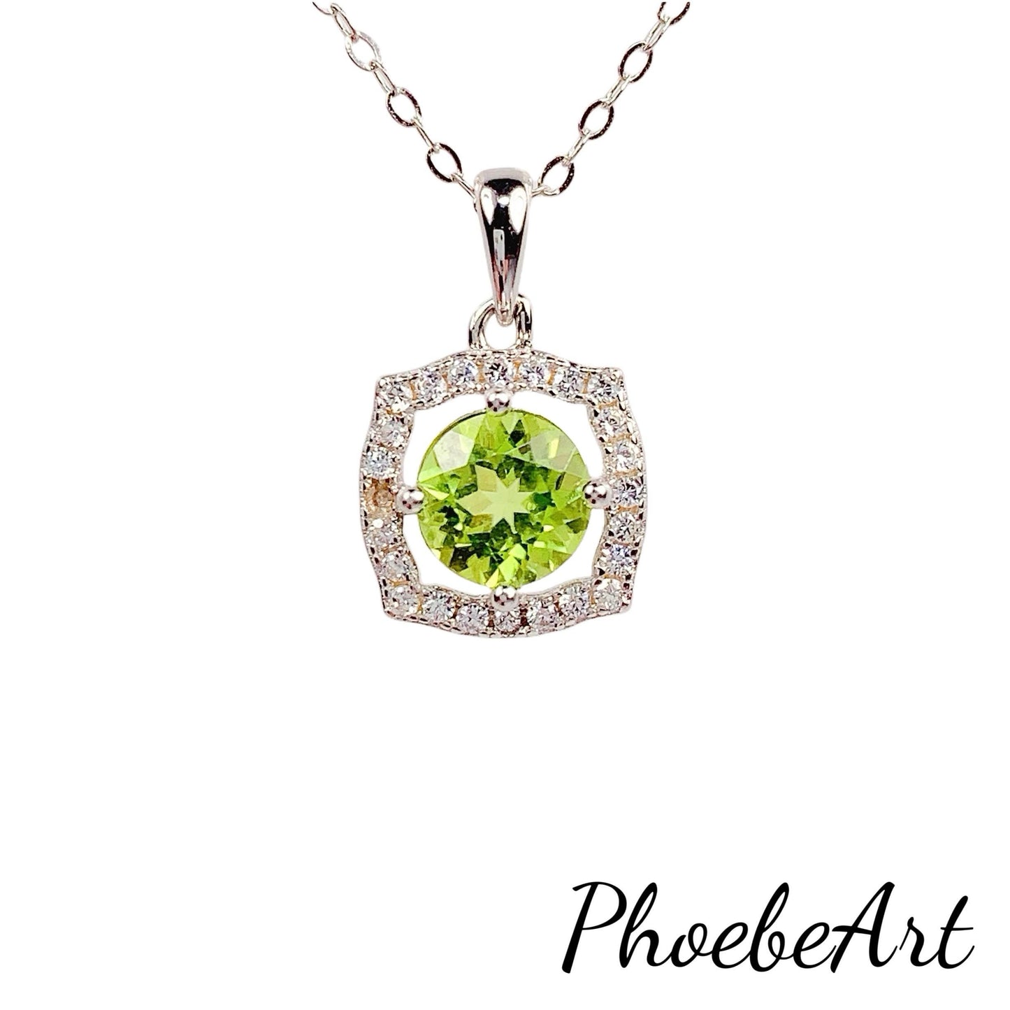 Peridot Sterling Silver Necklace: 18K Gold Plated Pendant