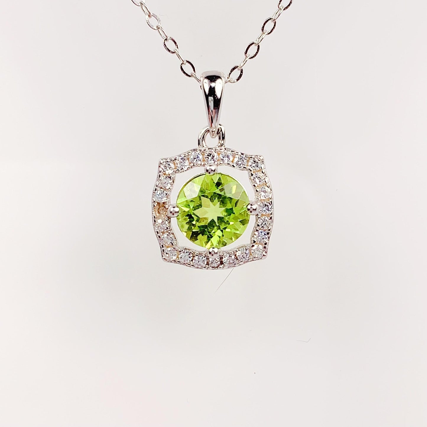 Peridot Sterling Silver Necklace: 18K Gold Plated Pendant
