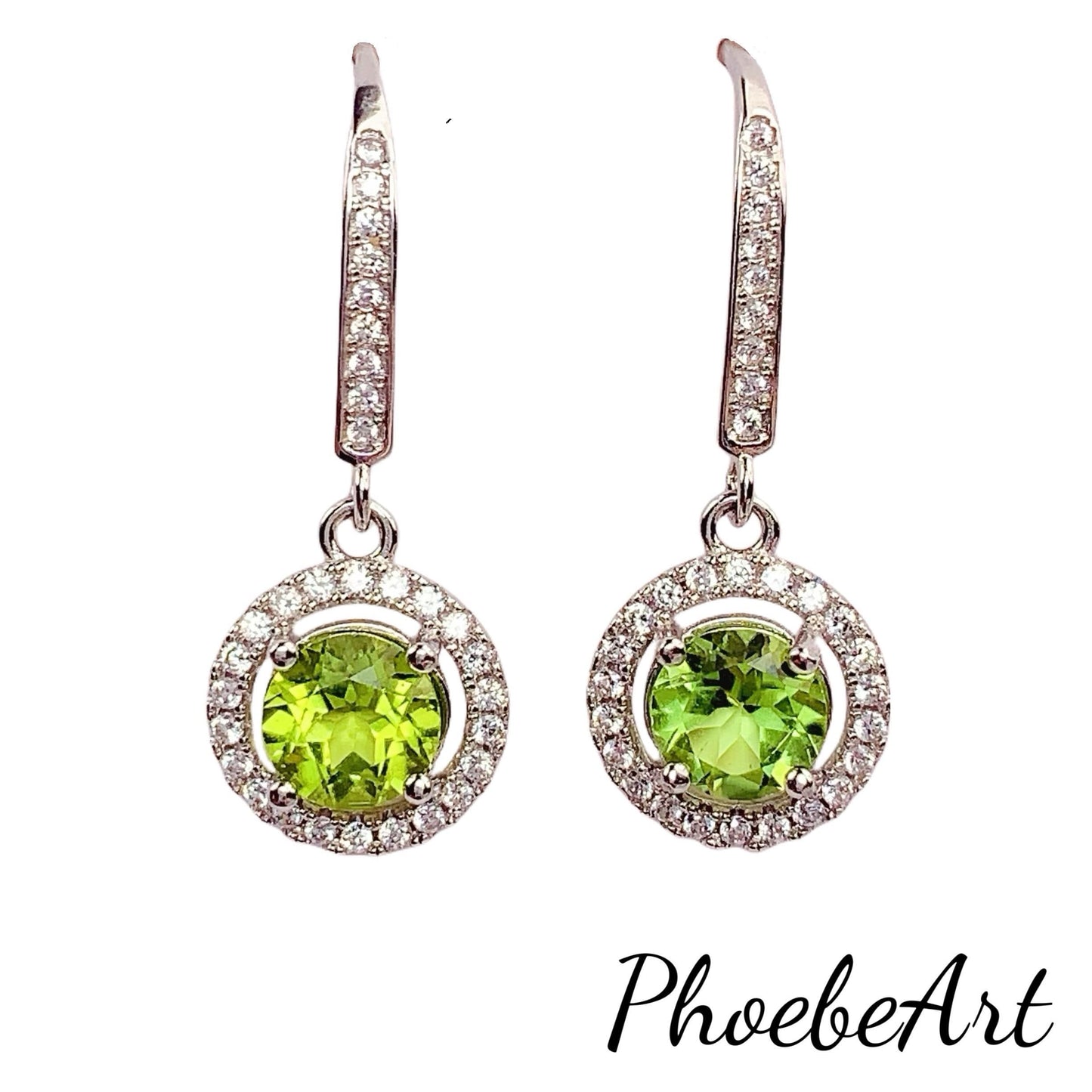 Peridot Sterling Silver Earrings: 18k Gold Plated, AAA Grade