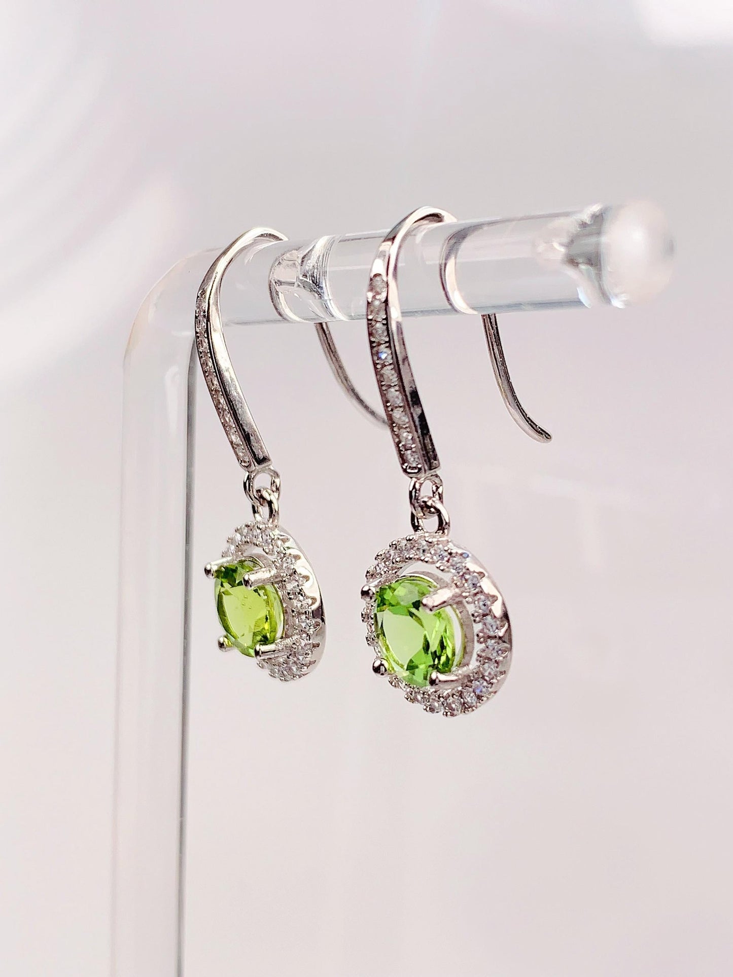 Peridot Sterling Silver Earrings: 18k Gold Plated, AAA Grade