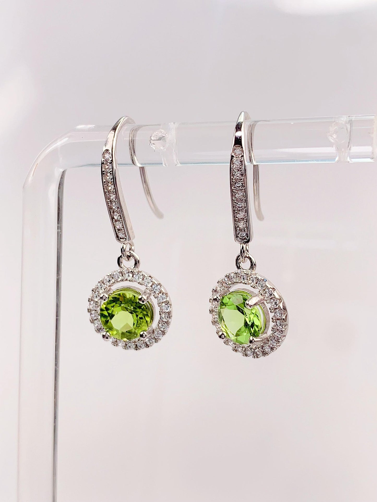 Peridot Sterling Silver Earrings: 18k Gold Plated, AAA Grade