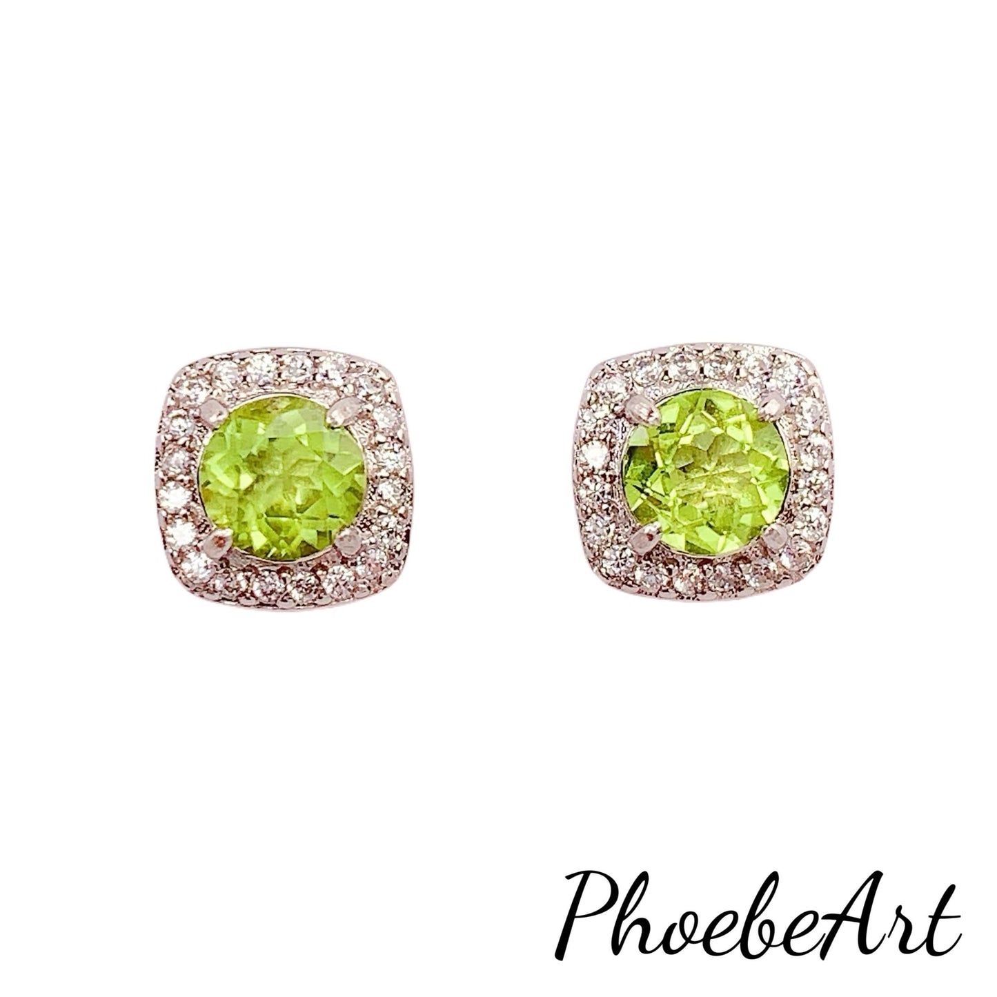 Peridot Earrings: 18k Gold Plated Sterling Silver Studs