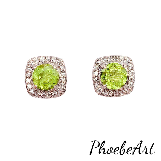 Peridot Earrings: 18k Gold Plated Sterling Silver Studs