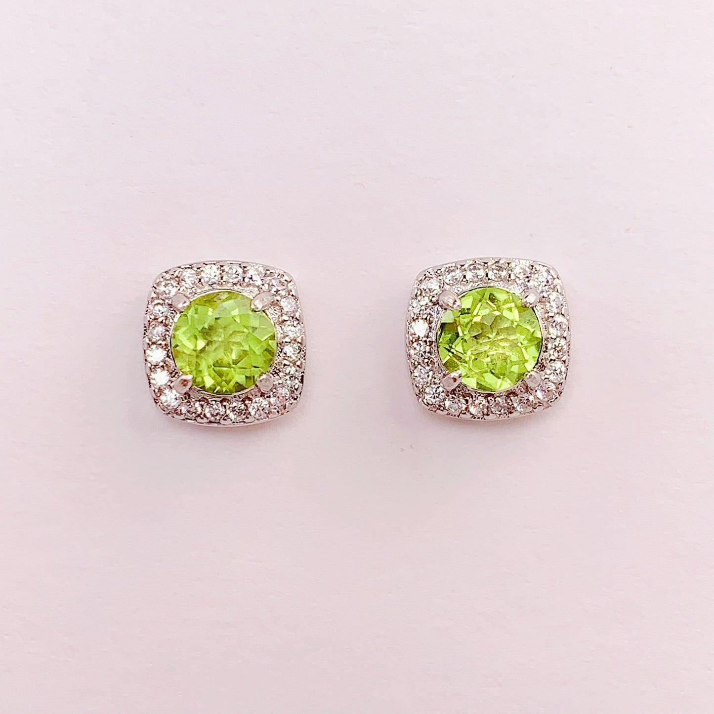 Peridot Earrings: 18k Gold Plated Sterling Silver Studs