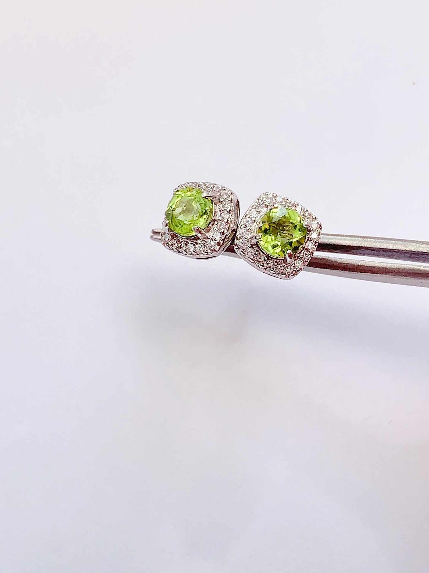 Peridot Earrings: 18k Gold Plated Sterling Silver Studs
