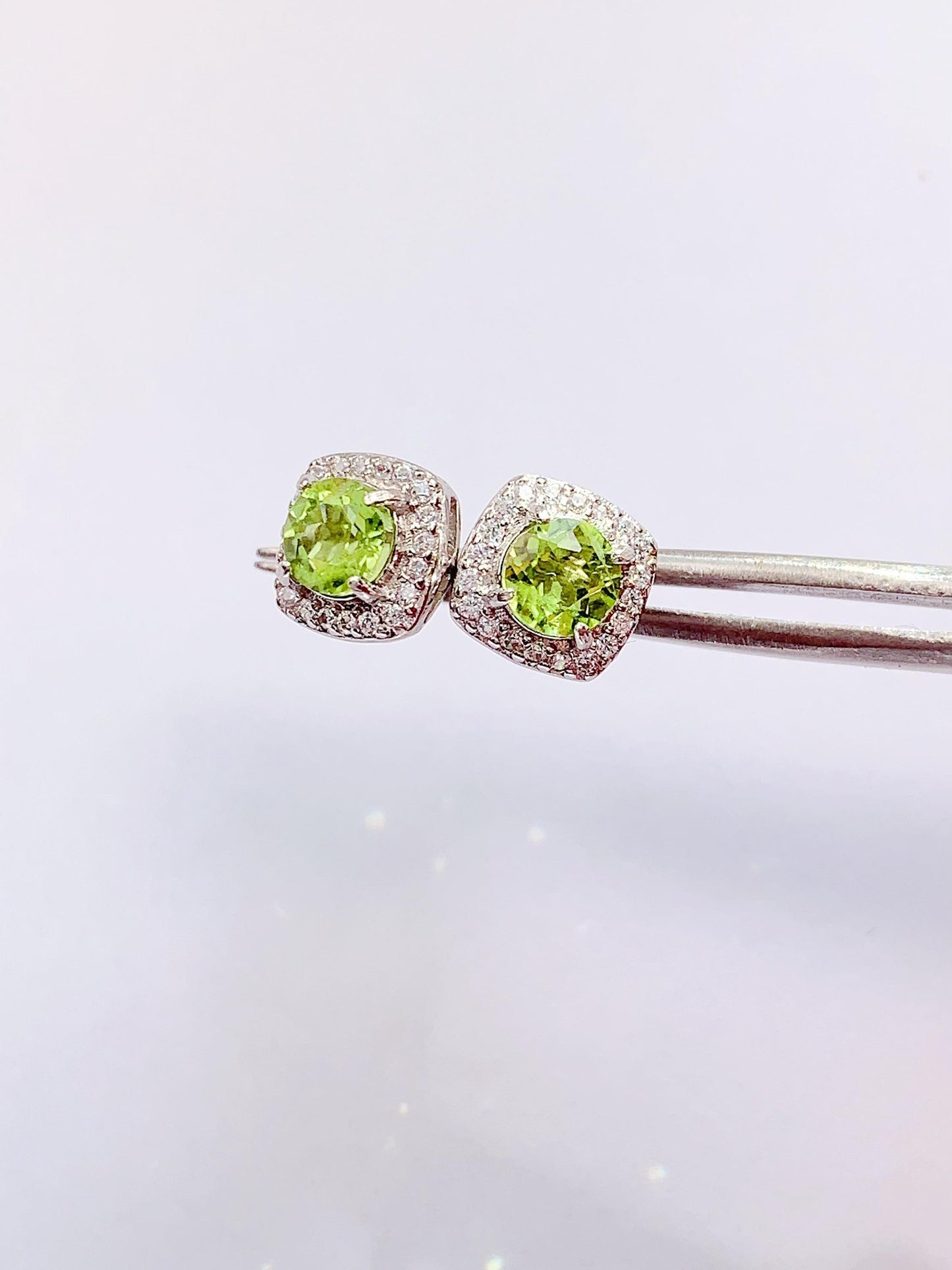 Peridot Earrings: 18k Gold Plated Sterling Silver Studs