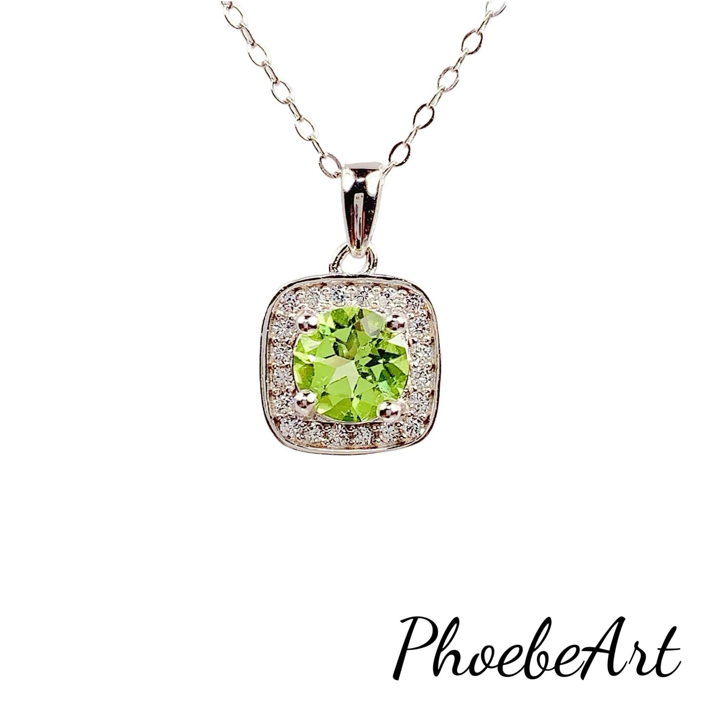 Peridot Sterling Silver Necklace: 18K Gold Plated Pendant
