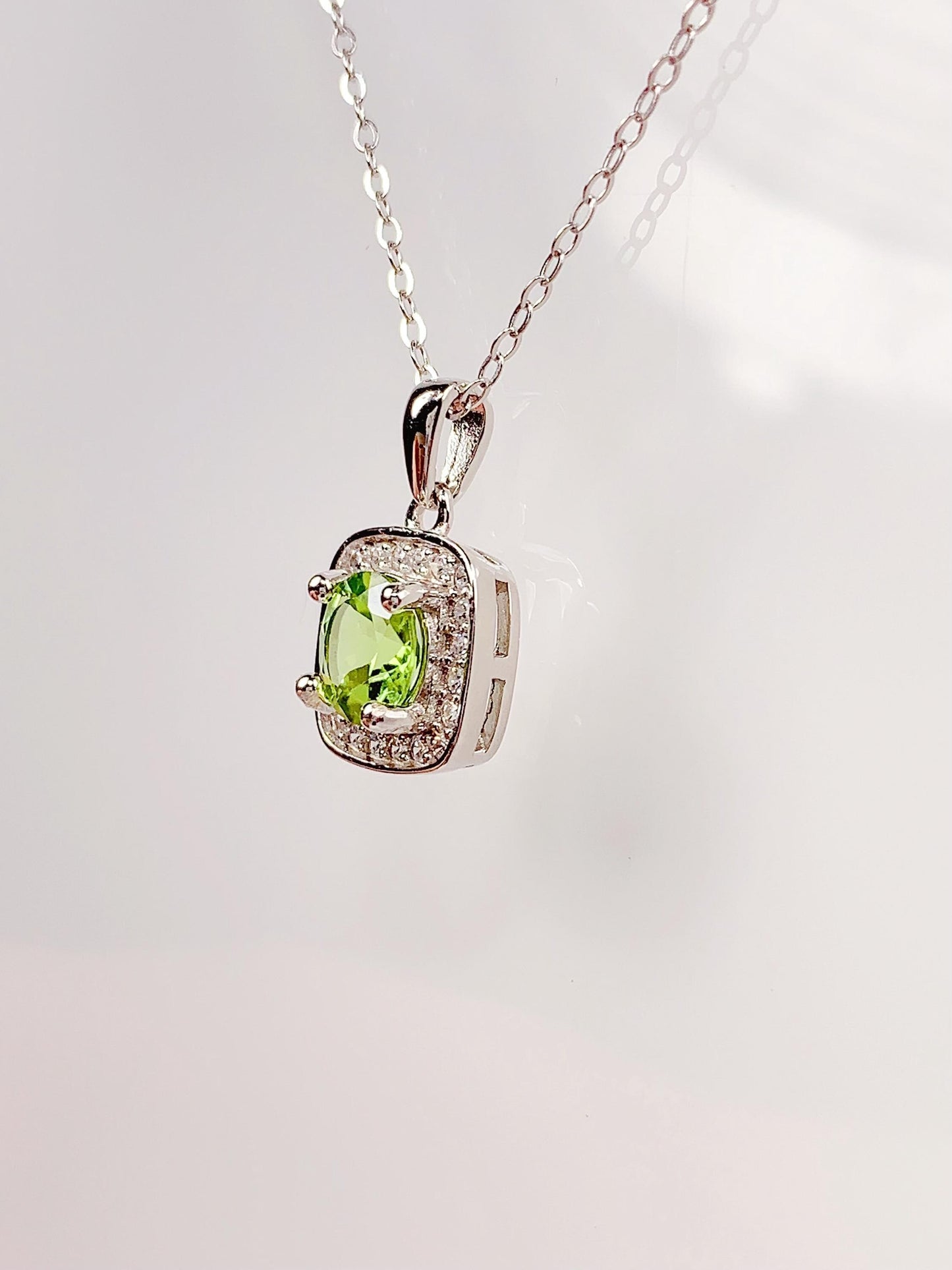 Peridot Sterling Silver Necklace: 18K Gold Plated Pendant