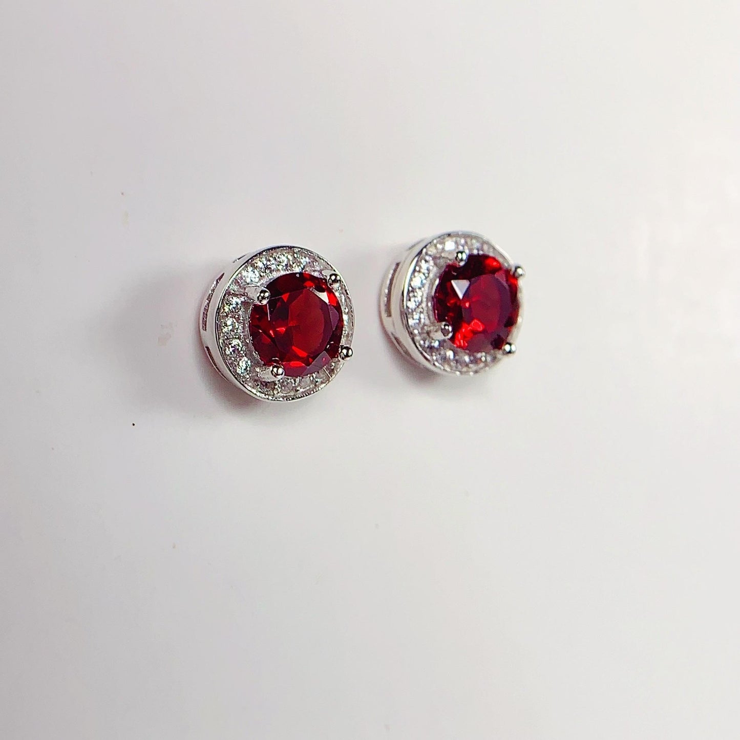 Red Garnet Sterling Silver Earrings: 18k Gold Plated, AAA Grade