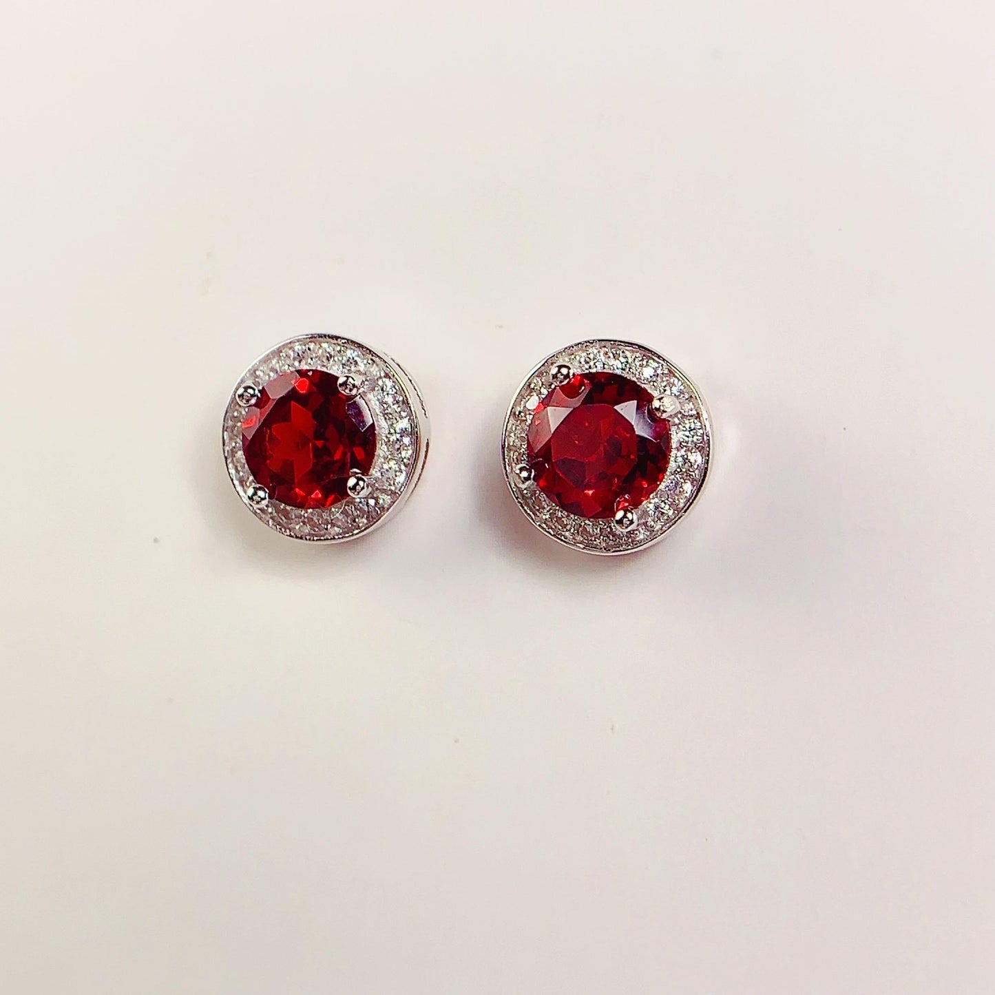 Red Garnet Sterling Silver Earrings: 18k Gold Plated, AAA Grade