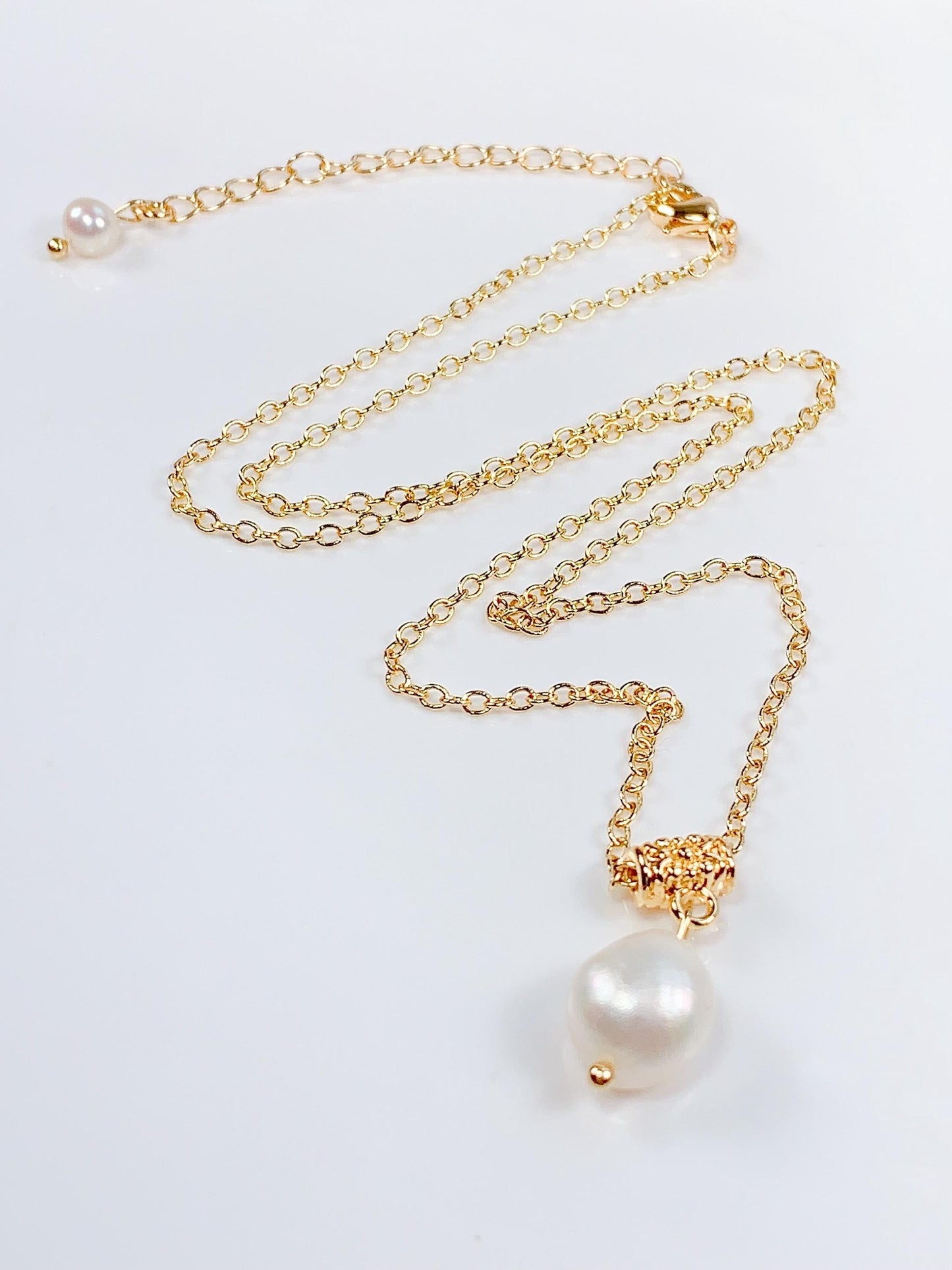 14K Gold Filled Freshwater Pearl Necklace: Handmade Bridal Jewelry