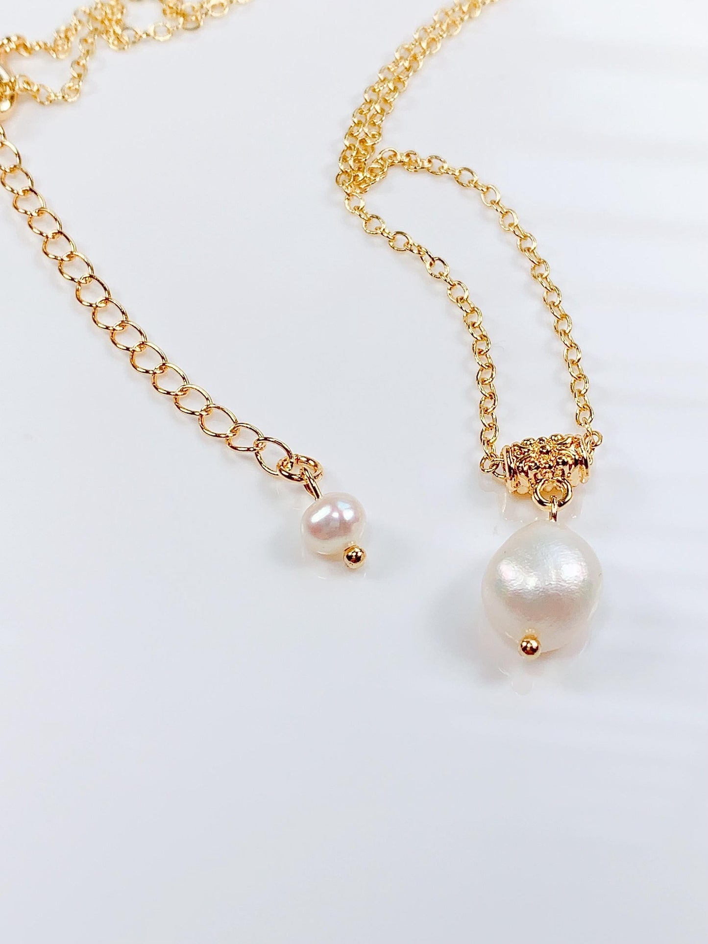 14K Gold Filled Freshwater Pearl Necklace: Handmade Bridal Jewelry