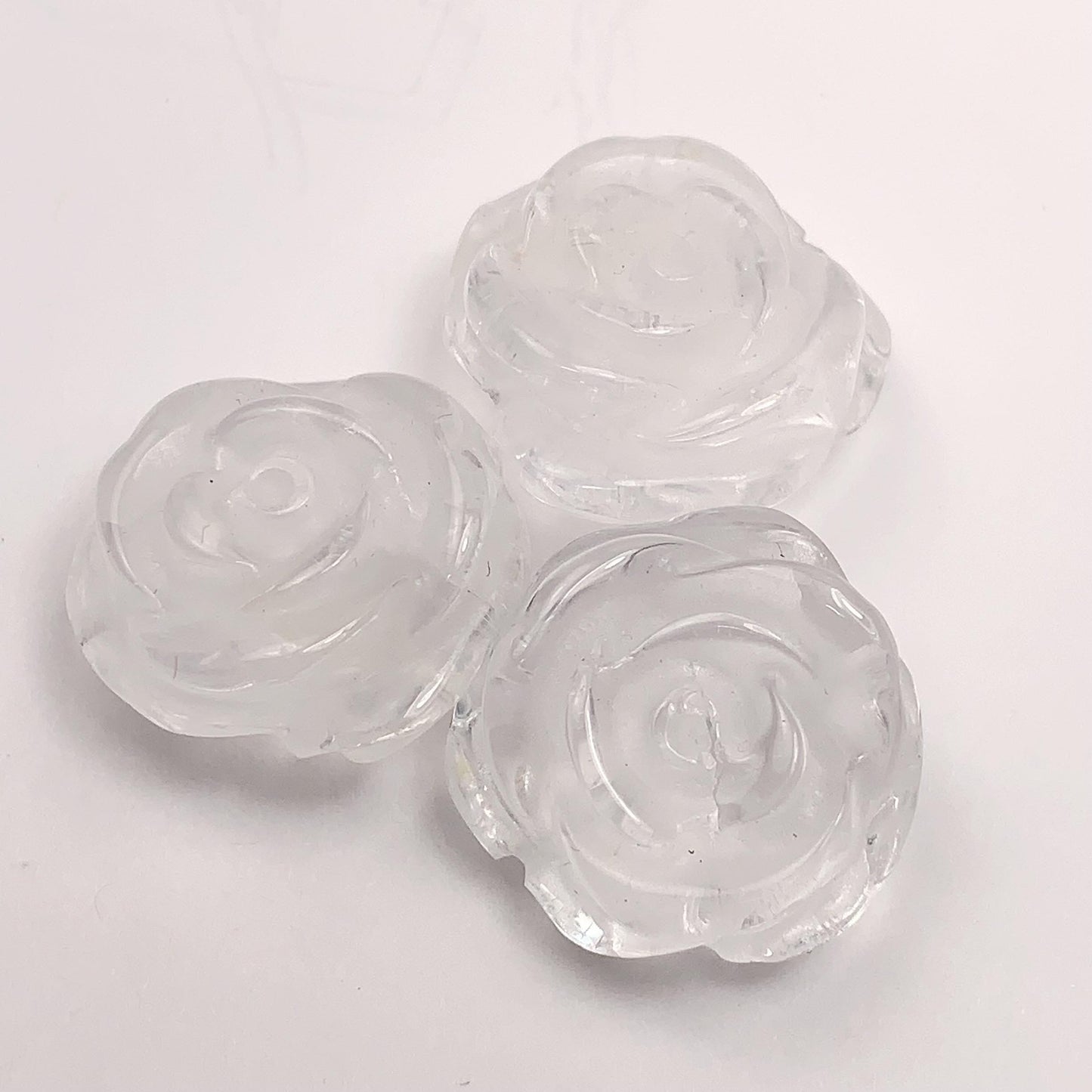 21mm Carved Quartz Crystal Rose Beads: Natural Clear Gemstone