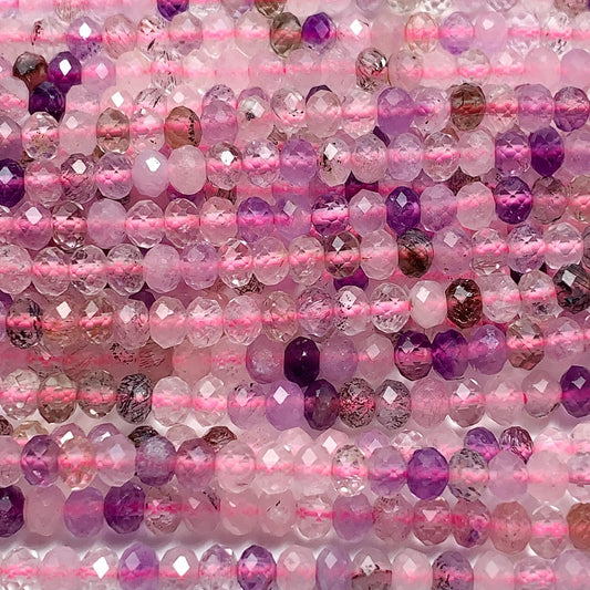 3x4mm Grade AAA Natural Super Seven  Faceted Rondelle Beads 15.5" Strand