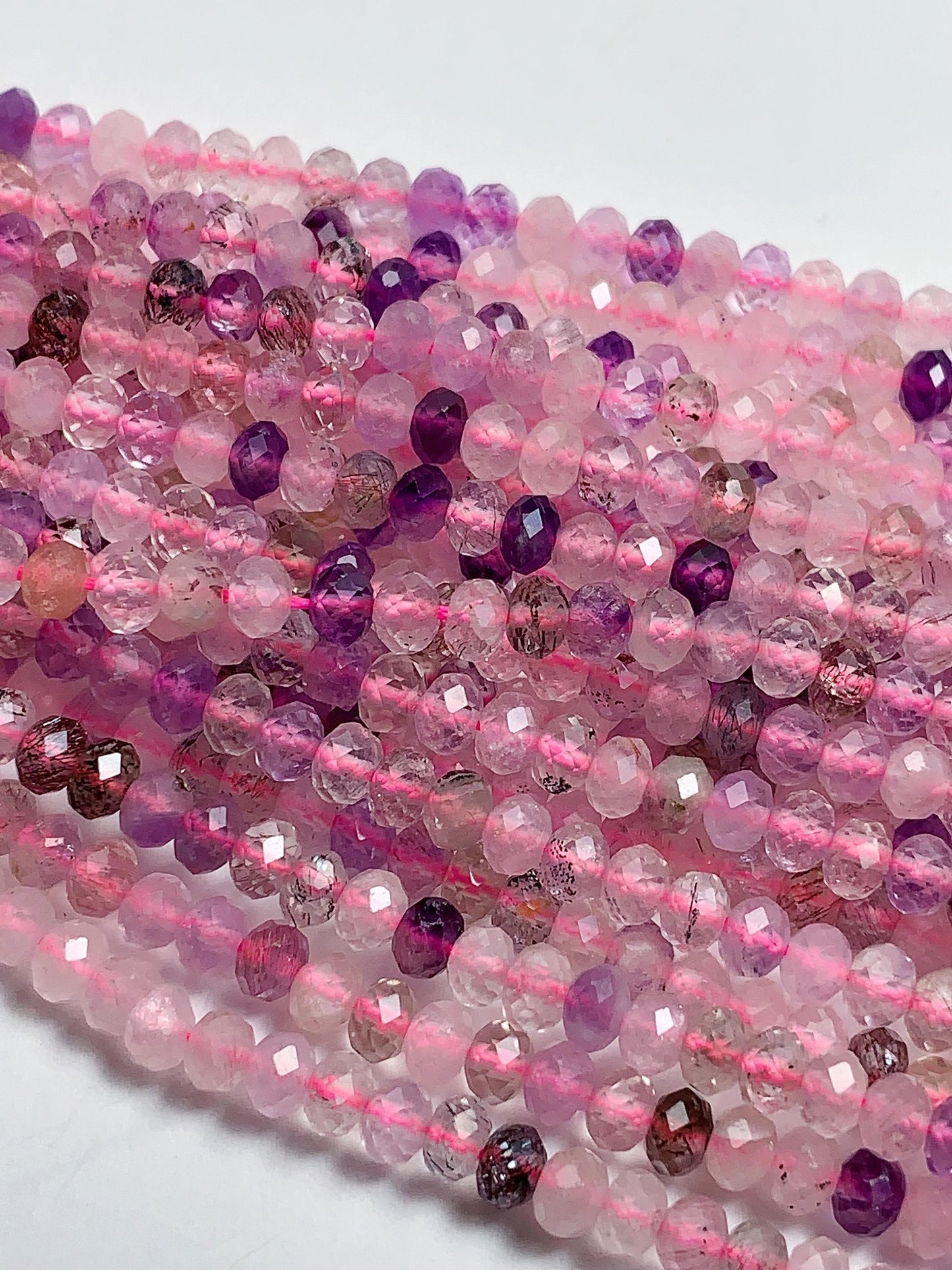 3x4mm Grade AAA Natural Super Seven  Faceted Rondelle Beads 15.5" Strand