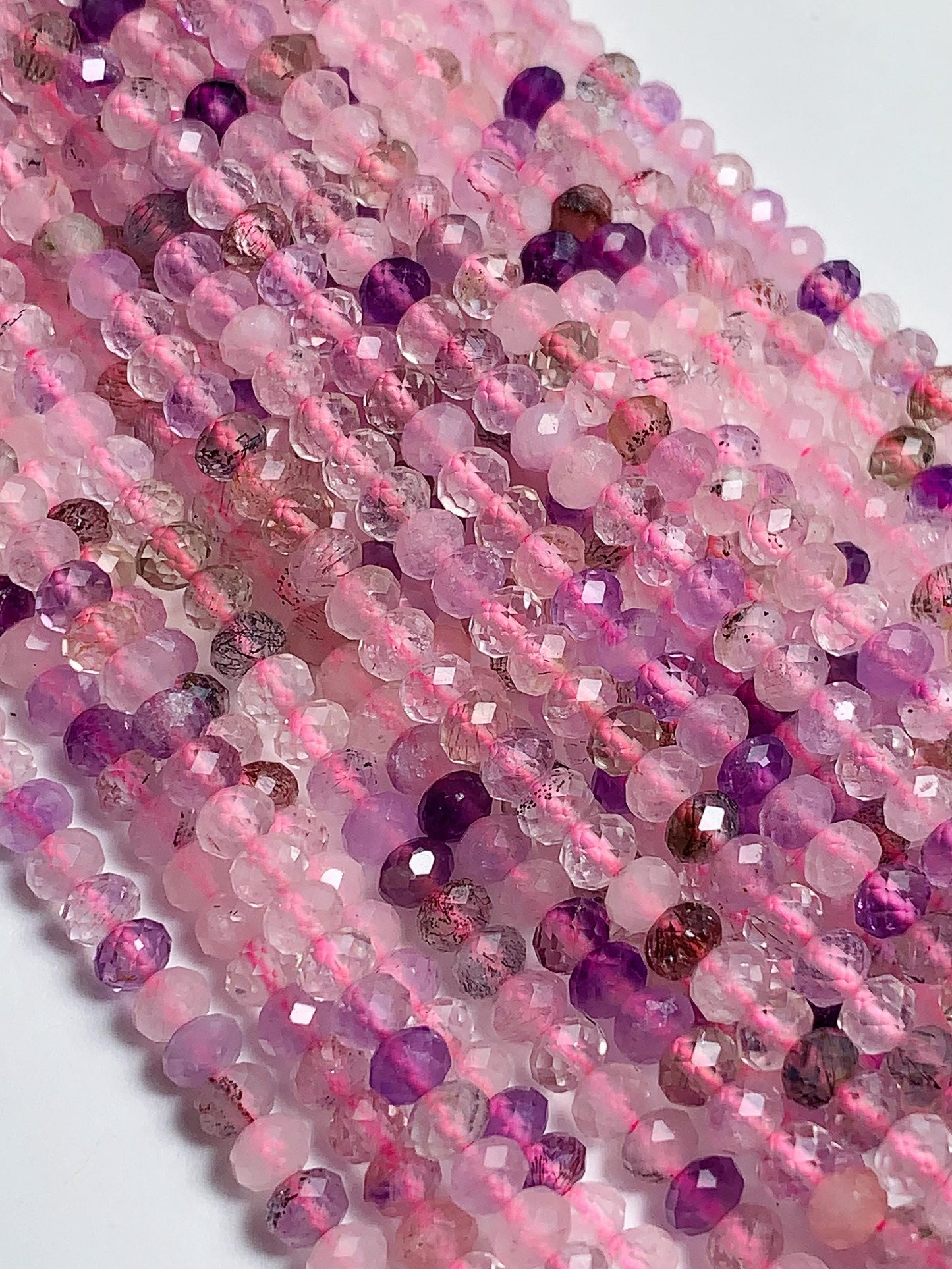 3x4mm Grade AAA Natural Super Seven  Faceted Rondelle Beads 15.5" Strand