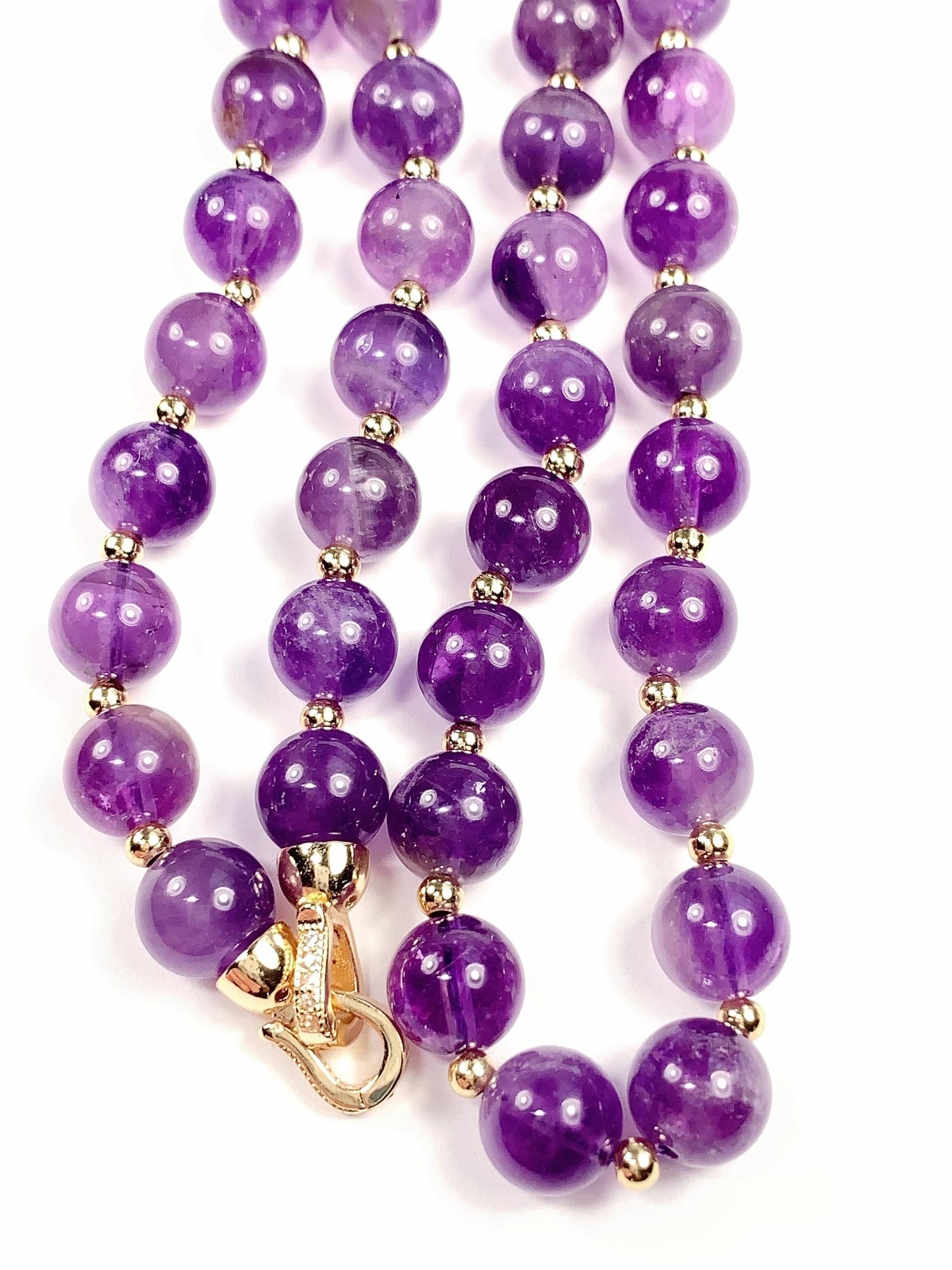 14K Gold Filled Natural Purple Amethyst Necklace Pendant