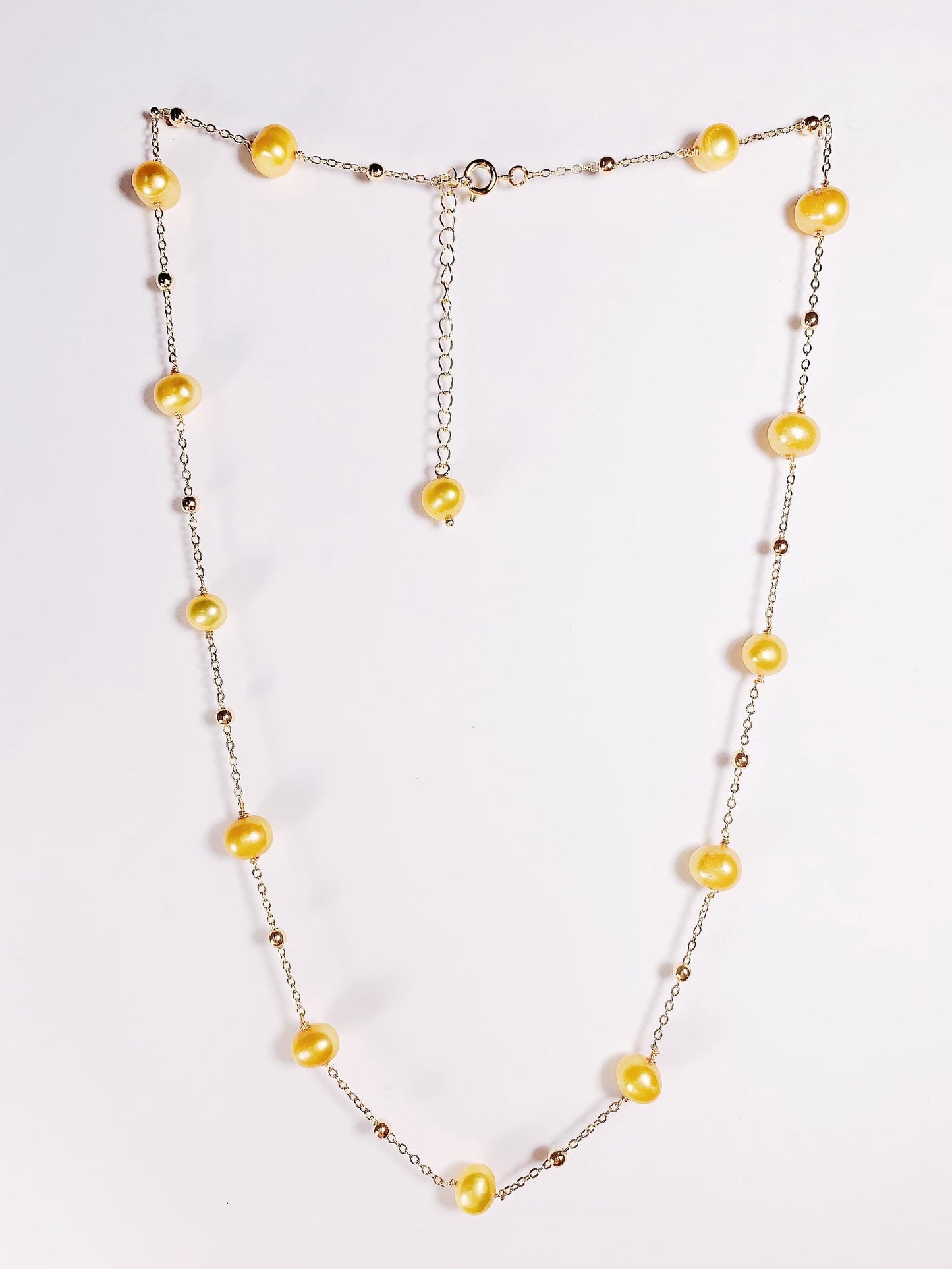 Gold Freshwater Pearl Necklace: 14K Gold Filled Chain, 21 Inch