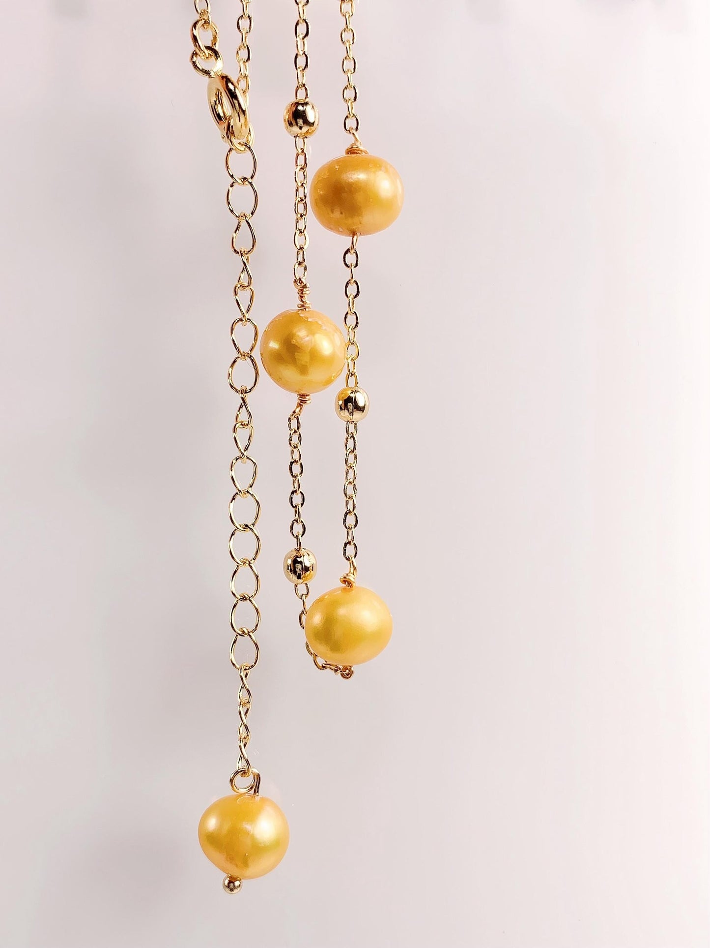 Gold Freshwater Pearl Necklace: 14K Gold Filled Chain, 21 Inch
