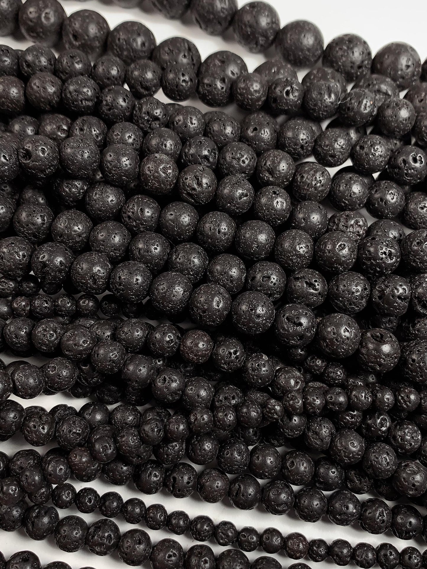 AAA Natural Black Volcanic Lava Rock Beads: 15.5" Strand 4mm 6mm 8mm 10mm 12mm 14mm 16mm 18mm