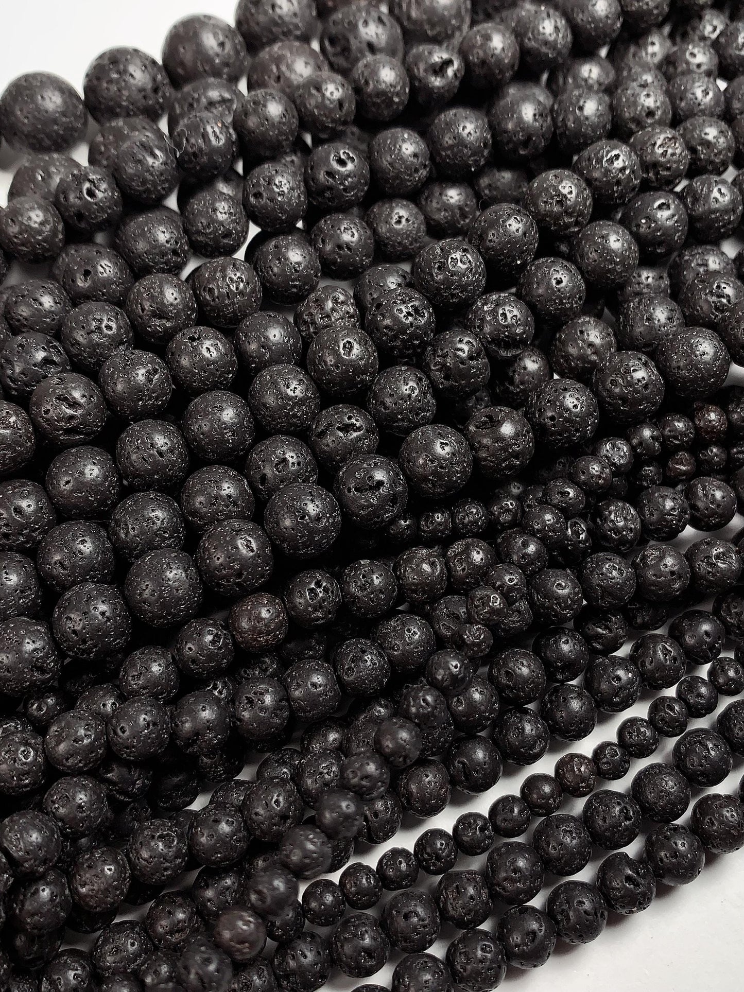 AAA Natural Black Volcanic Lava Rock Beads: 15.5" Strand 4mm 6mm 8mm 10mm 12mm 14mm 16mm 18mm