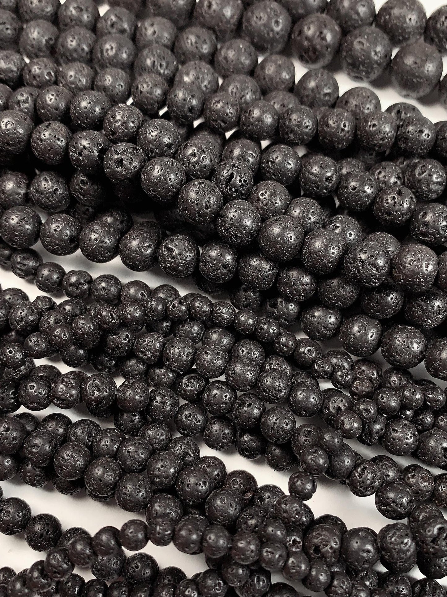 AAA Natural Black Volcanic Lava Rock Beads: 15.5" Strand 4mm 6mm 8mm 10mm 12mm 14mm 16mm 18mm
