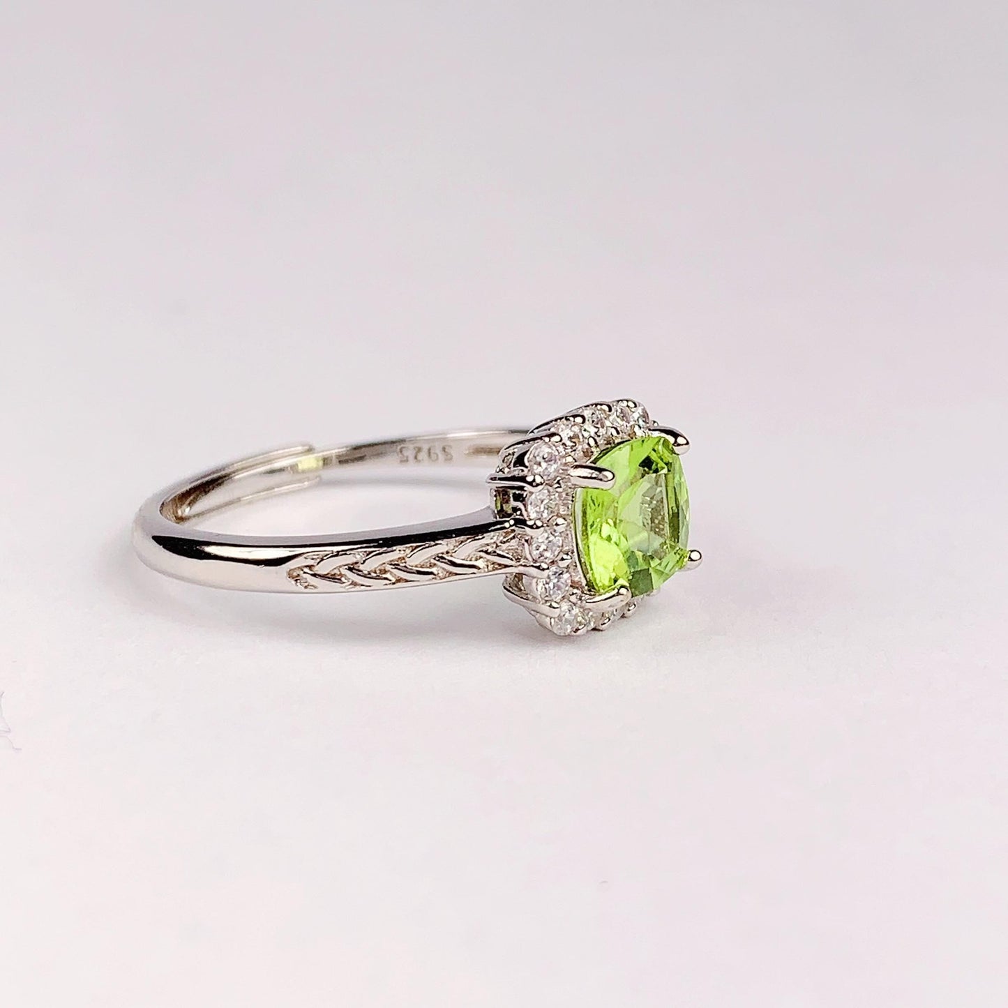 Peridot Ring: 18K Gold Plated Sterling Silver, AAA Grade