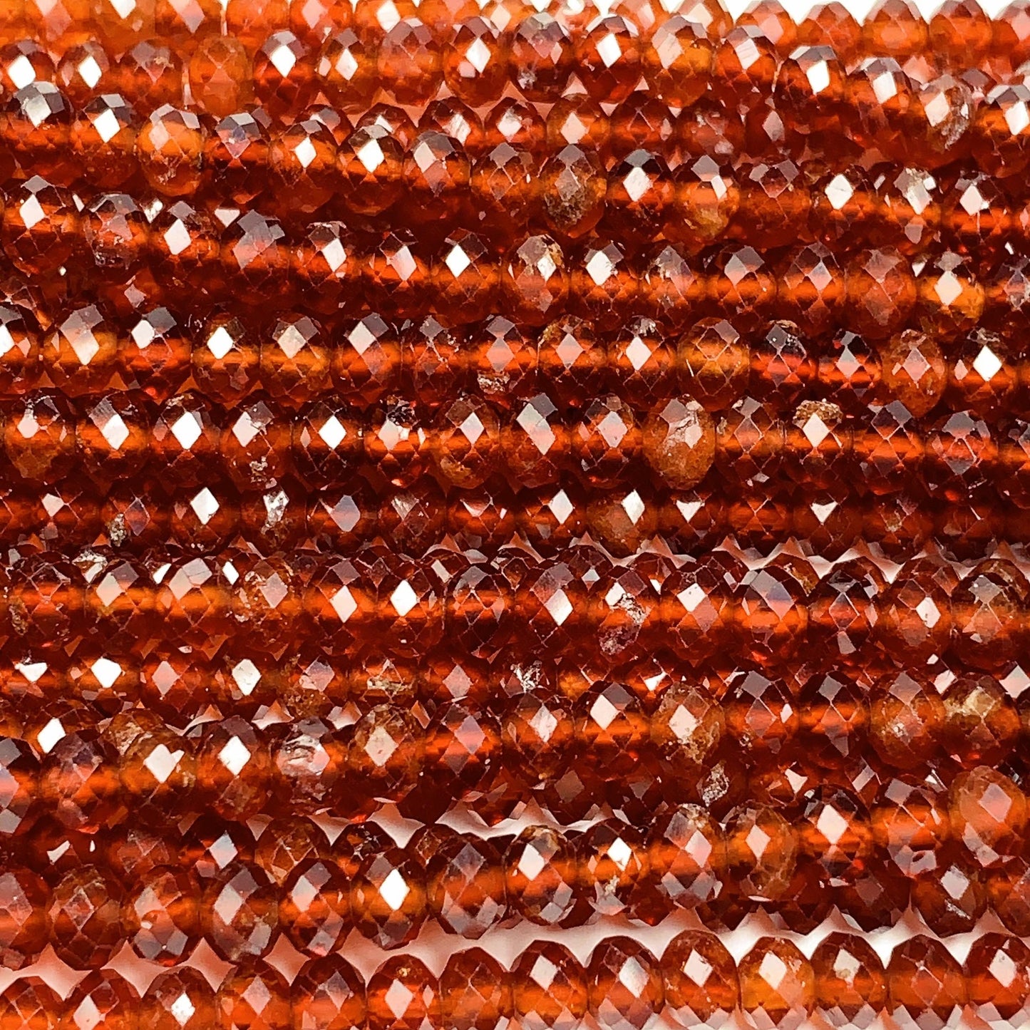 4x5mm AAA Natural Deep Orange Hessonite Garnet Faceted Rondelle Beads 15.5" Strand