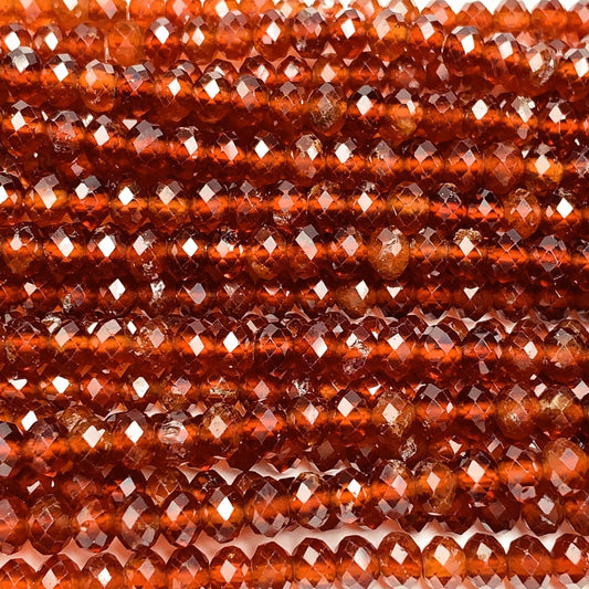 4x5mm AAA Natural Deep Orange Hessonite Garnet Faceted Rondelle Beads 15.5" Strand