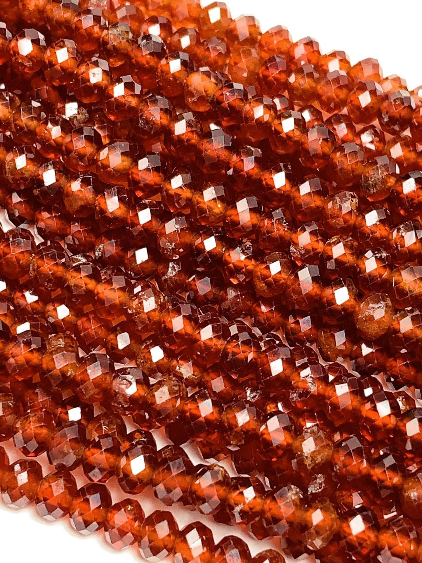 4x5mm AAA Natural Deep Orange Hessonite Garnet Faceted Rondelle Beads 15.5" Strand