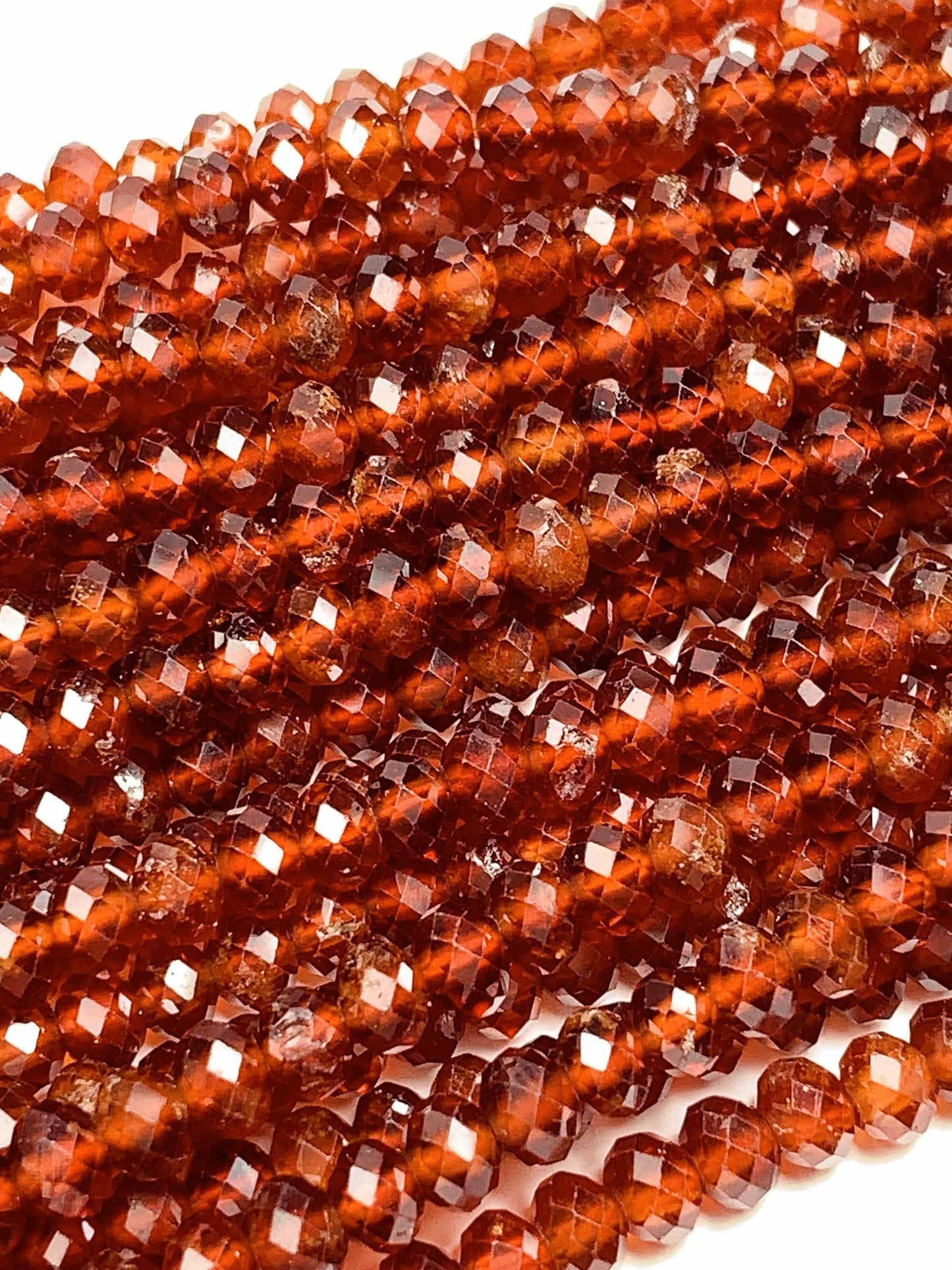 4x5mm AAA Natural Deep Orange Hessonite Garnet Faceted Rondelle Beads 15.5" Strand
