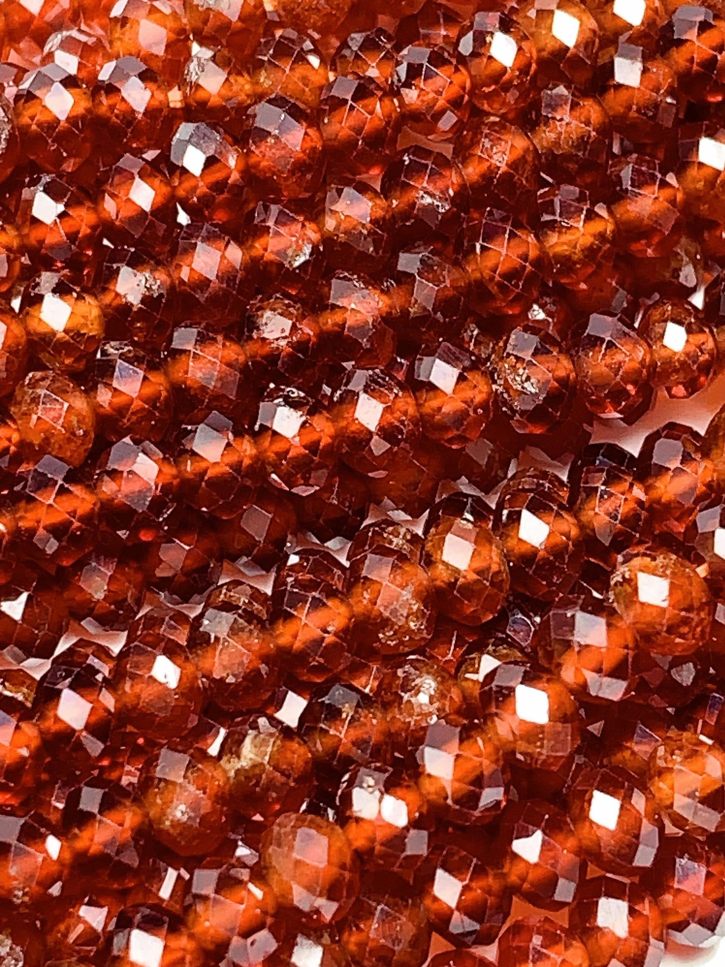 4x5mm AAA Natural Deep Orange Hessonite Garnet Faceted Rondelle Beads 15.5" Strand