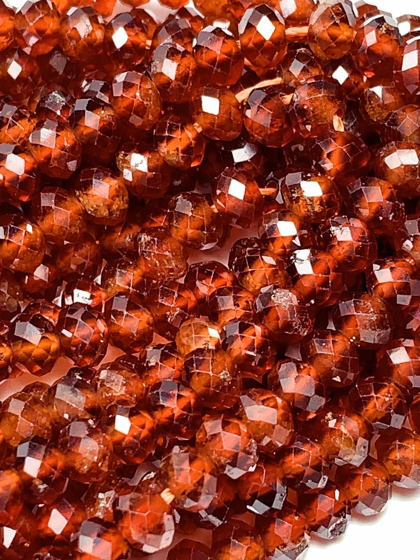 4x5mm AAA Natural Deep Orange Hessonite Garnet Faceted Rondelle Beads 15.5" Strand