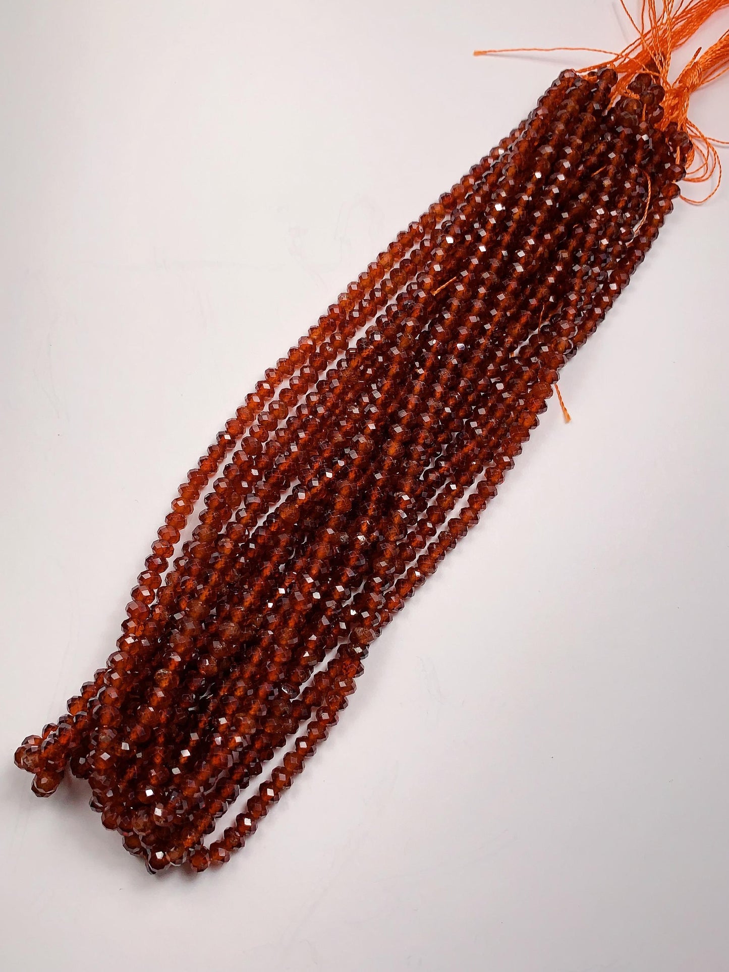 4x5mm AAA Natural Deep Orange Hessonite Garnet Faceted Rondelle Beads 15.5" Strand