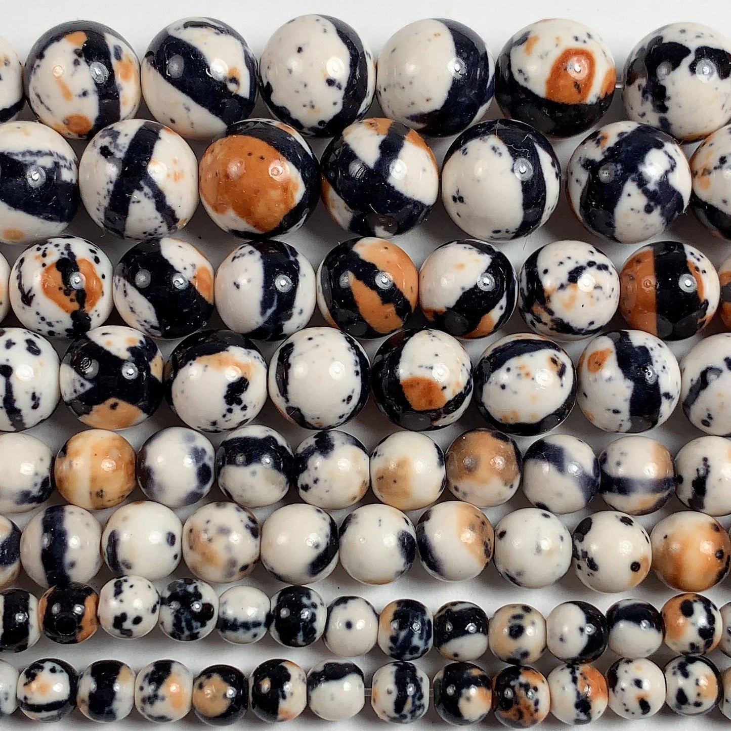 Black Orange White Jasper Smooth Round Beads 15.5" Strand  4mm 6mm 8mm 10mm 12mm 14mm