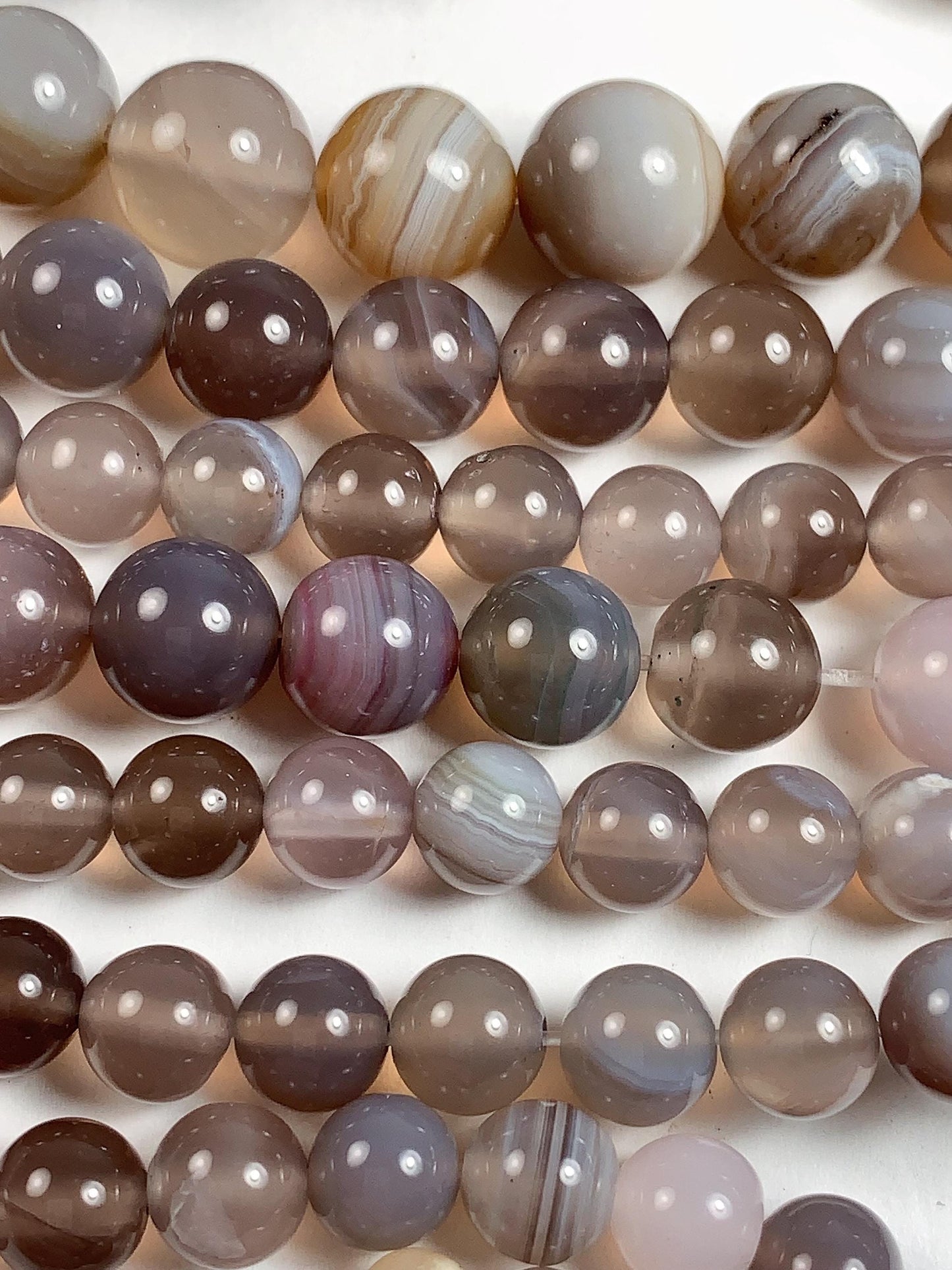 Gray Striped Agate Beads: Natural Gemstone Strand (15.5")