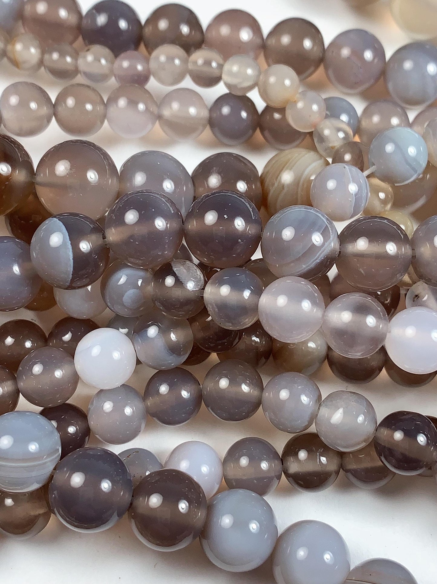 Gray Striped Agate Beads: Natural Gemstone Strand (15.5")