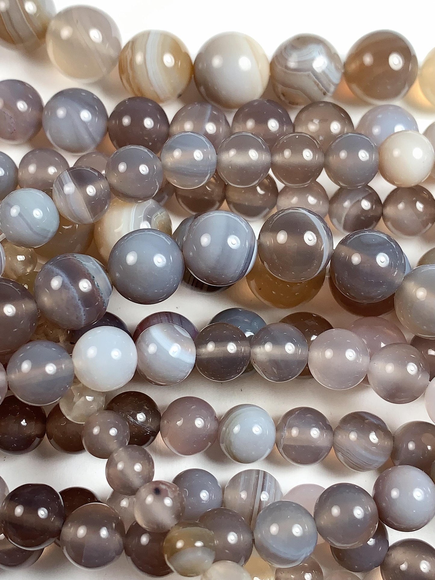 Gray Striped Agate Beads: Natural Gemstone Strand (15.5")