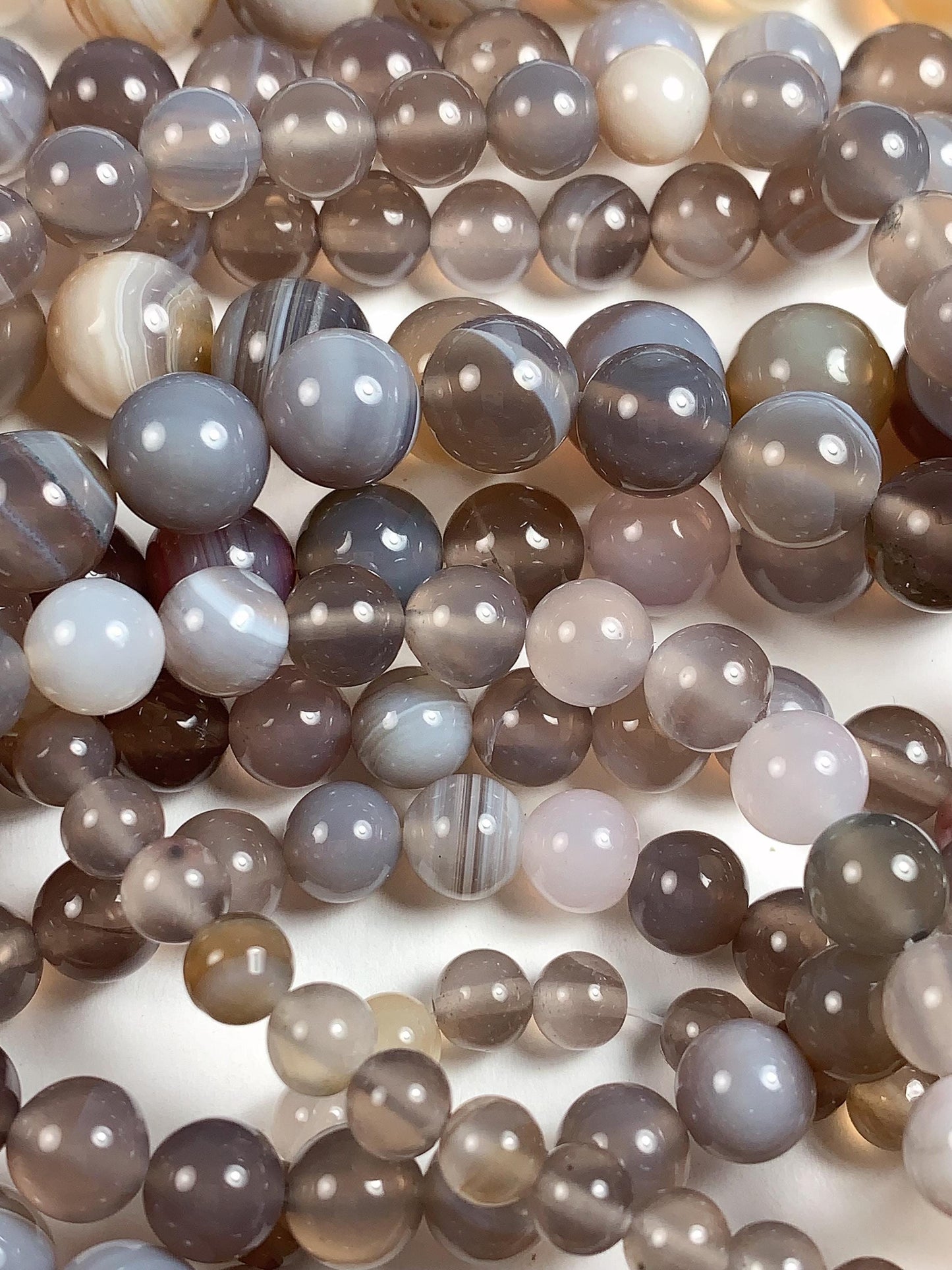 Gray Striped Agate Beads: Natural Gemstone Strand (15.5")