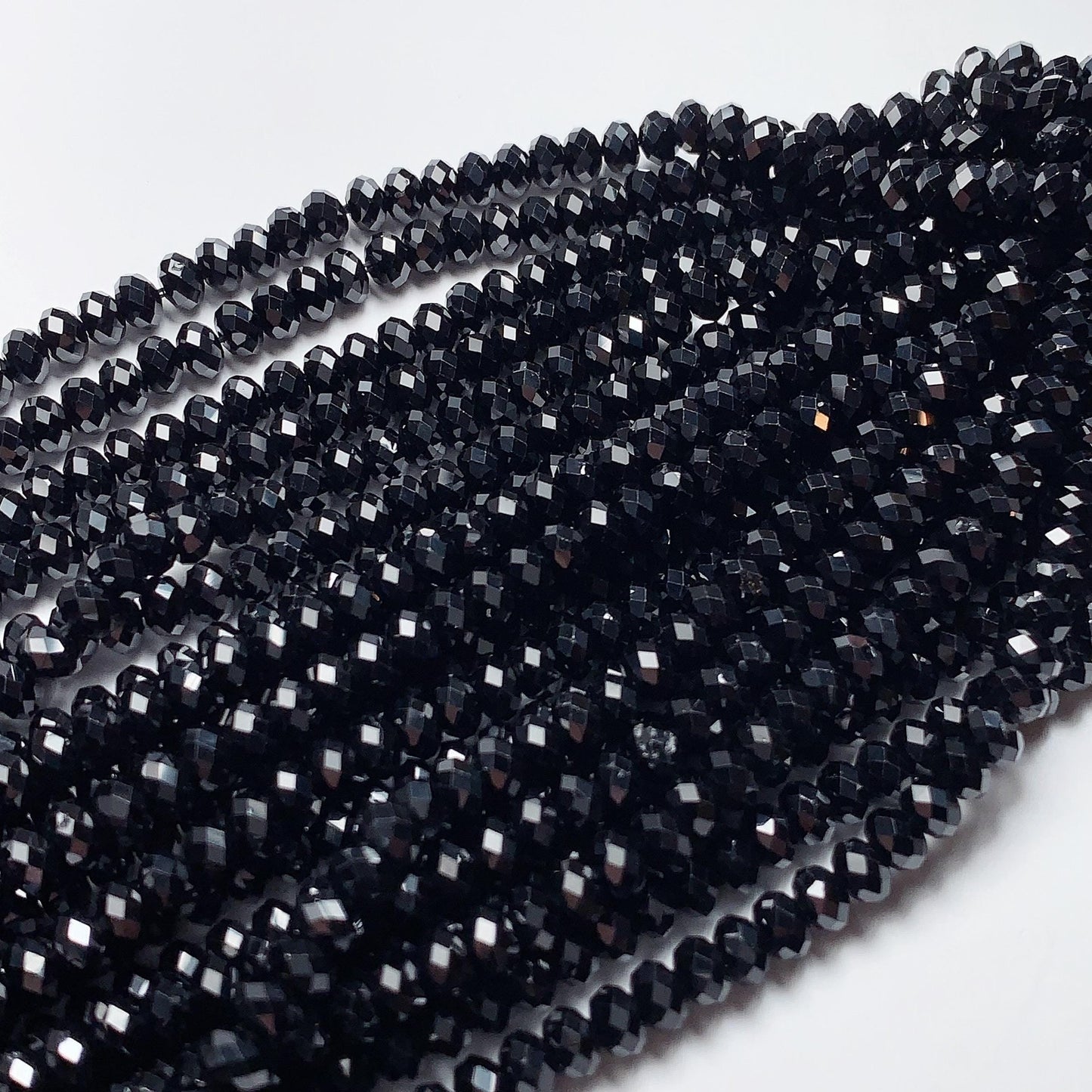 Grade AAA+ Genuine Natural Black Spirel Faceted Rondelle Beads 15.5" Strand 3mm X 2mm