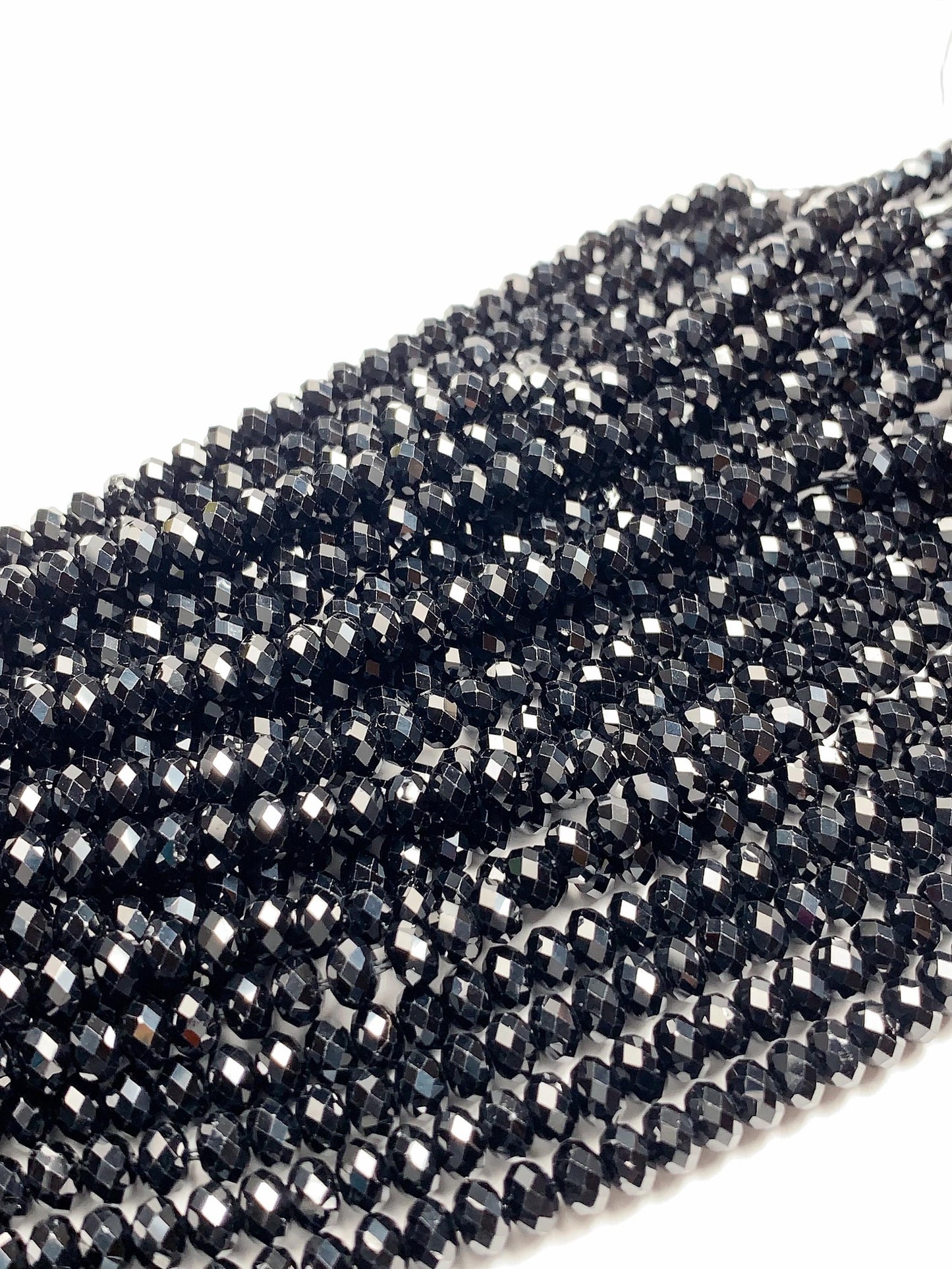 Grade AAA+ Genuine Natural Black Spirel Faceted Rondelle Beads 15.5" Strand 3mm X 2mm