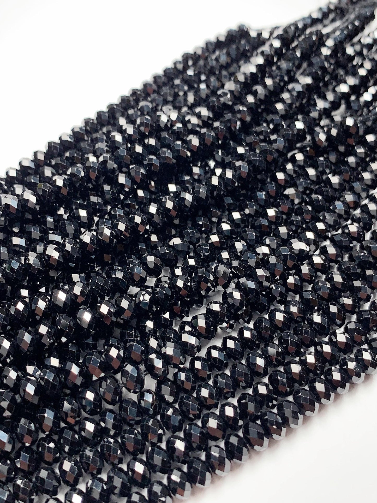 Grade AAA+ Genuine Natural Black Spirel Faceted Rondelle Beads 15.5" Strand 3mm X 2mm