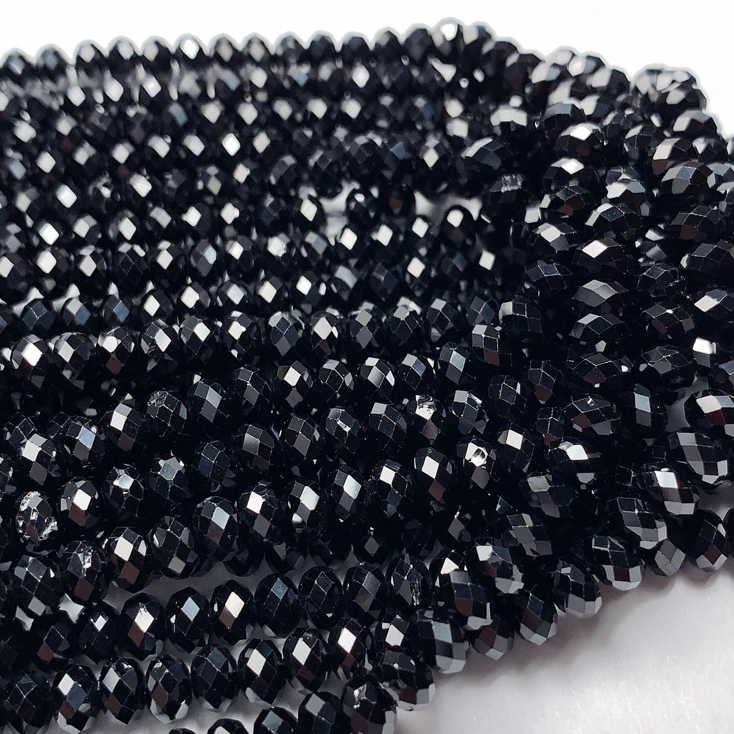 Grade AAA+ Genuine Natural Black Spirel Faceted Rondelle Beads 15.5" Strand 3mm X 2mm