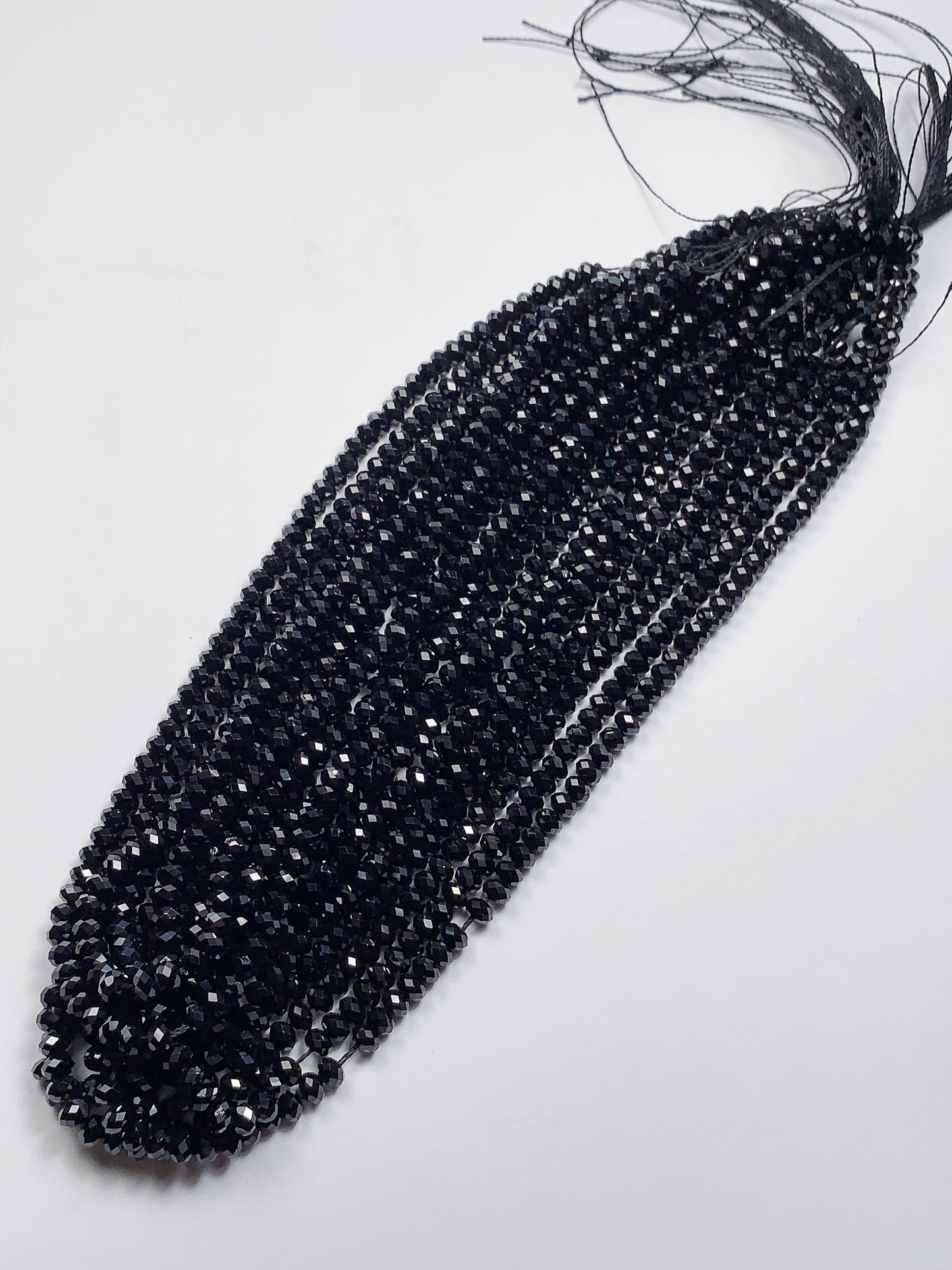 Grade AAA+ Genuine Natural Black Spirel Faceted Rondelle Beads 15.5" Strand 3mm X 2mm