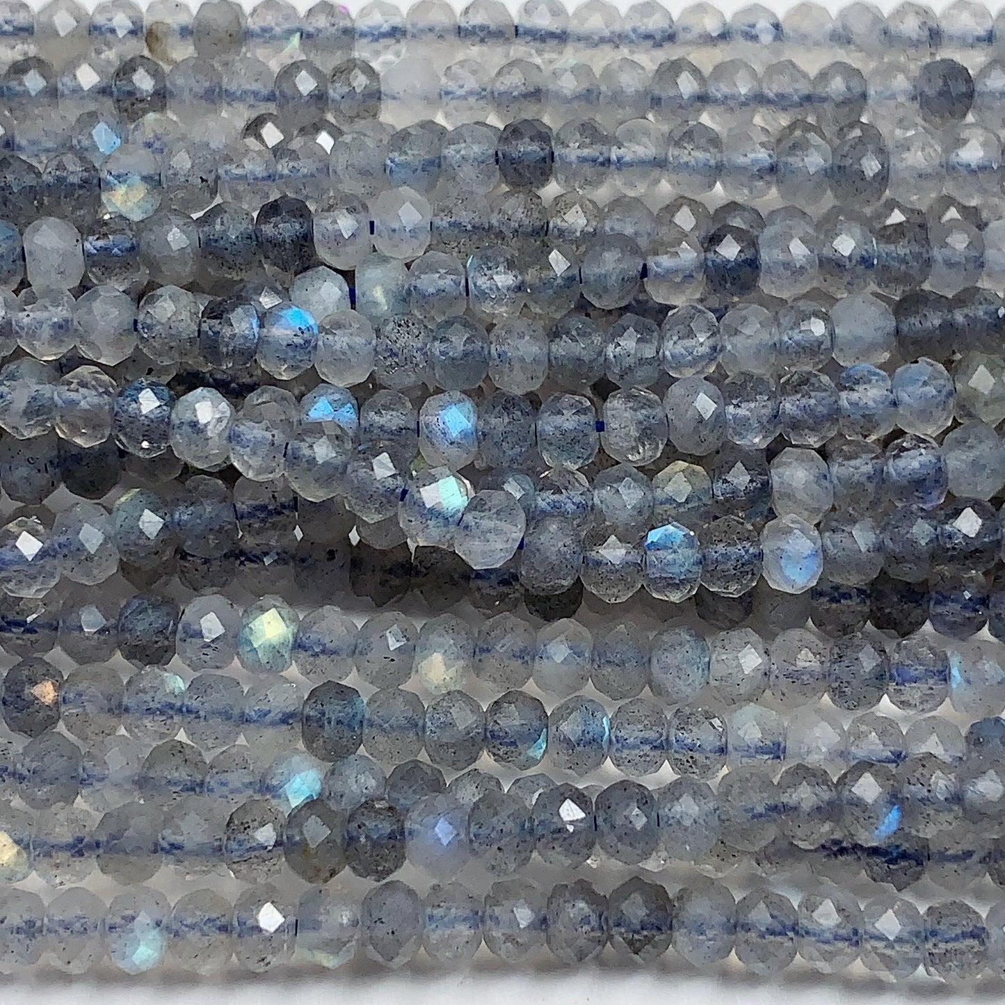 3x4mm Grade AAA Natural Blue Gray Labradorite Faceted Rondelle Beads 15.5" Strandba