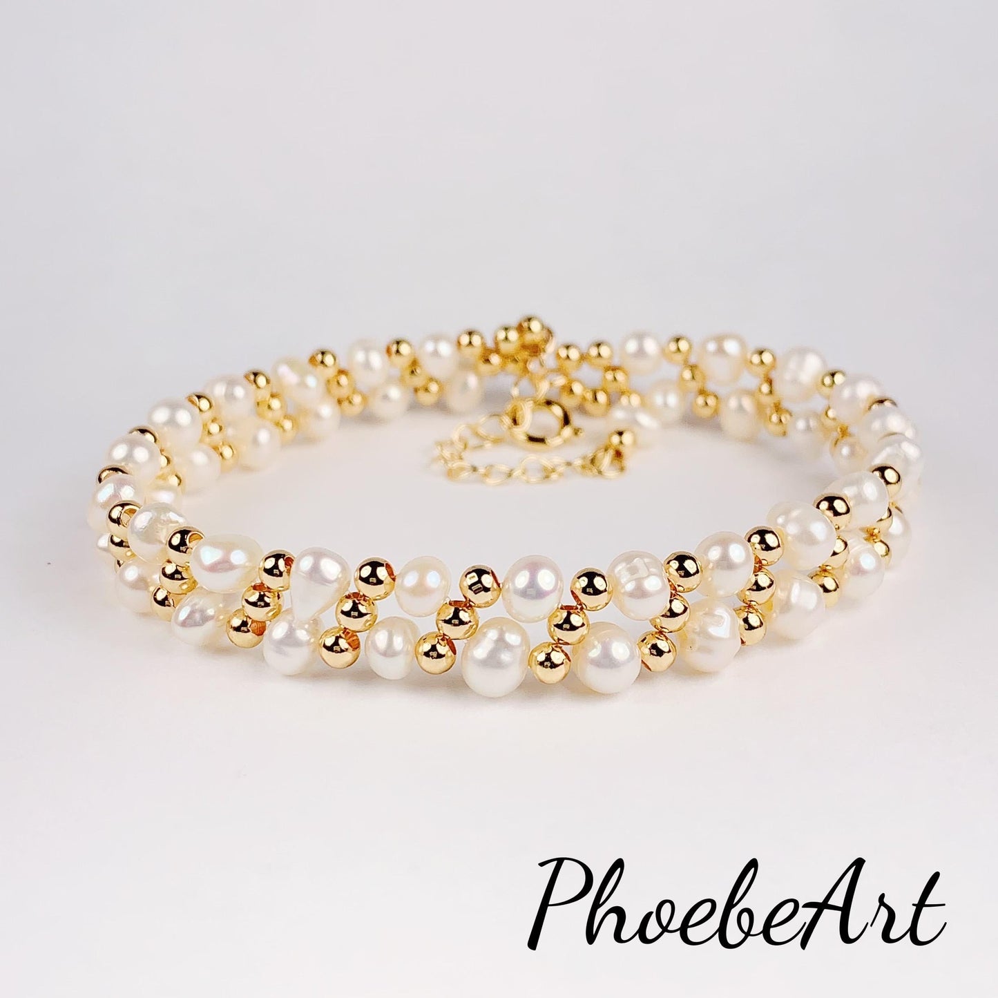 18k Gold Filled Pearl Jewelry Set: Freshwater Pearl Necklace, Bracelet & Earrings