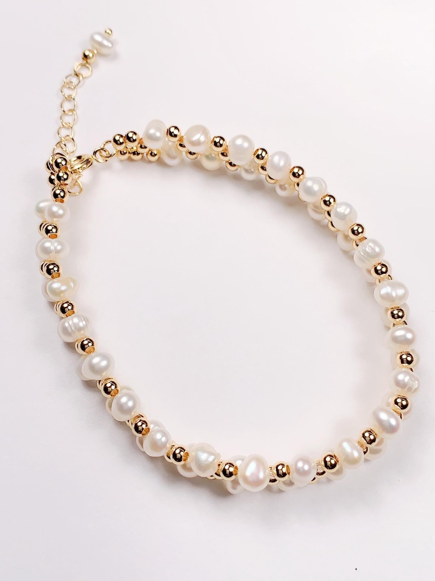 18k Gold Filled Pearl Jewelry Set: Freshwater Pearl Necklace, Bracelet & Earrings