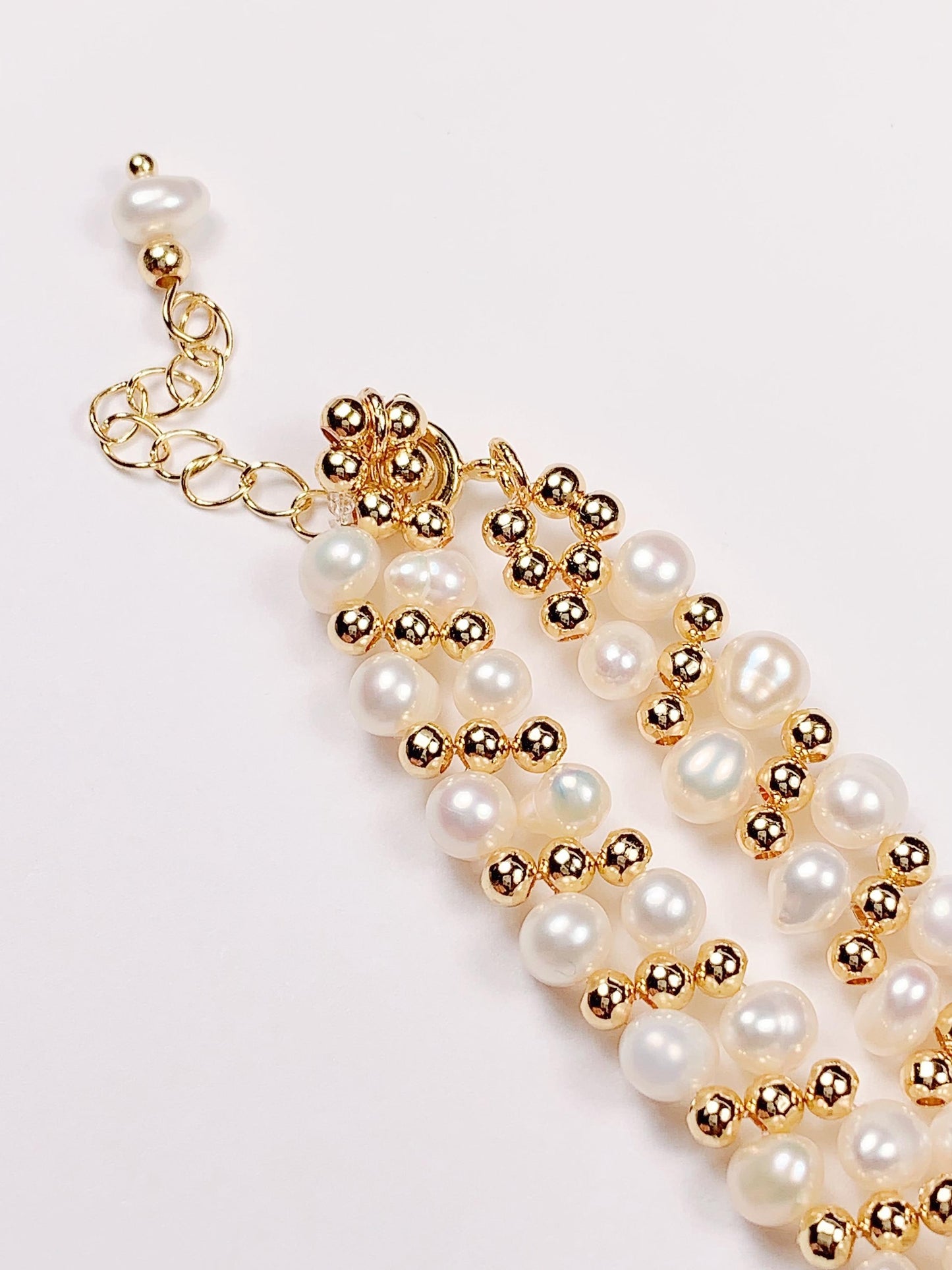 18k Gold Filled Pearl Jewelry Set: Freshwater Pearl Necklace, Bracelet & Earrings