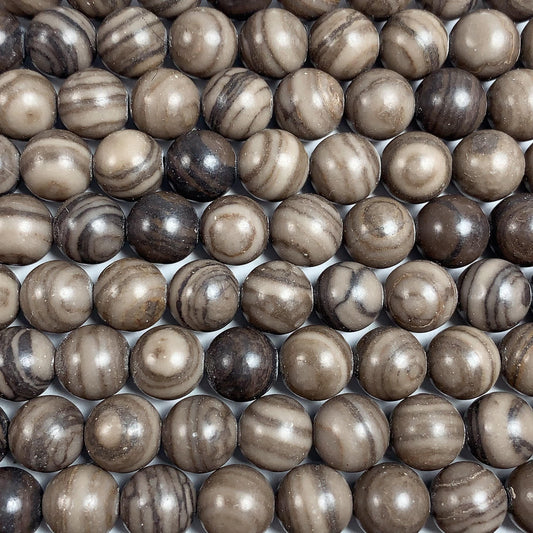 Natural Gray Brown Black Wood Grain Jasper Smooth Round Beads 15.5" Strand Gemstone 4mm 6mm 8mm 10mm 12mm